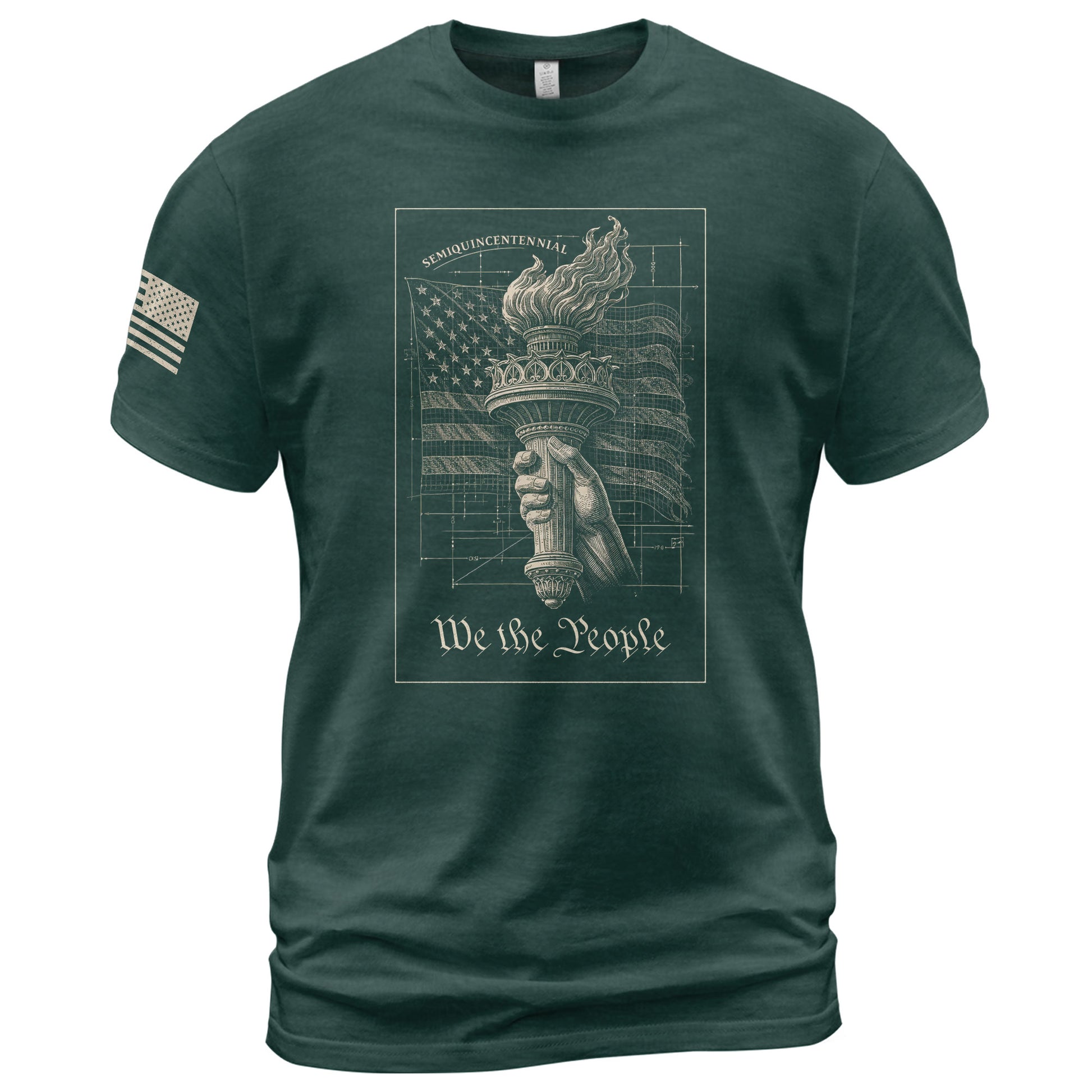 America 250th Anniversary T-Shirt 1776-2026 – We The People Torch & Liberty Flag Tee - Rust Field Wear