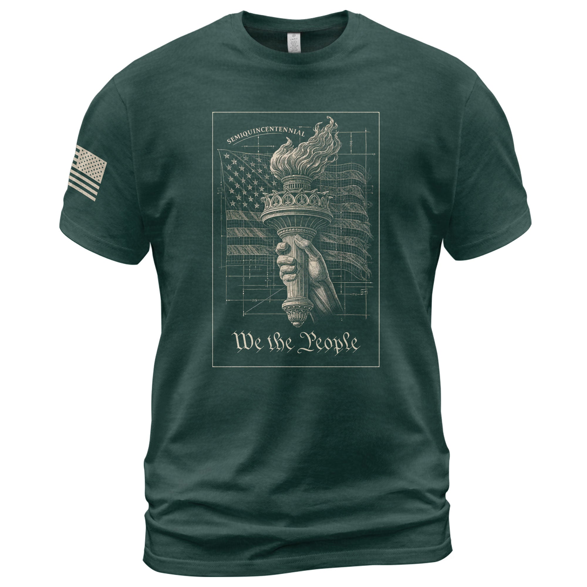 America 250th Anniversary T-Shirt 1776-2026 – We The People Torch & Liberty Flag Tee - Rust Field Wear