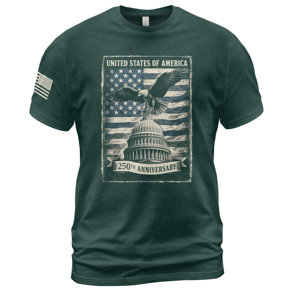 250 Years America Anniversary 1776-2026 Men's Patriotic T-Shirt – Retro Eagle & Capitol Freedom USA 250 Birthday Graphic Tee - Rust Field Wear