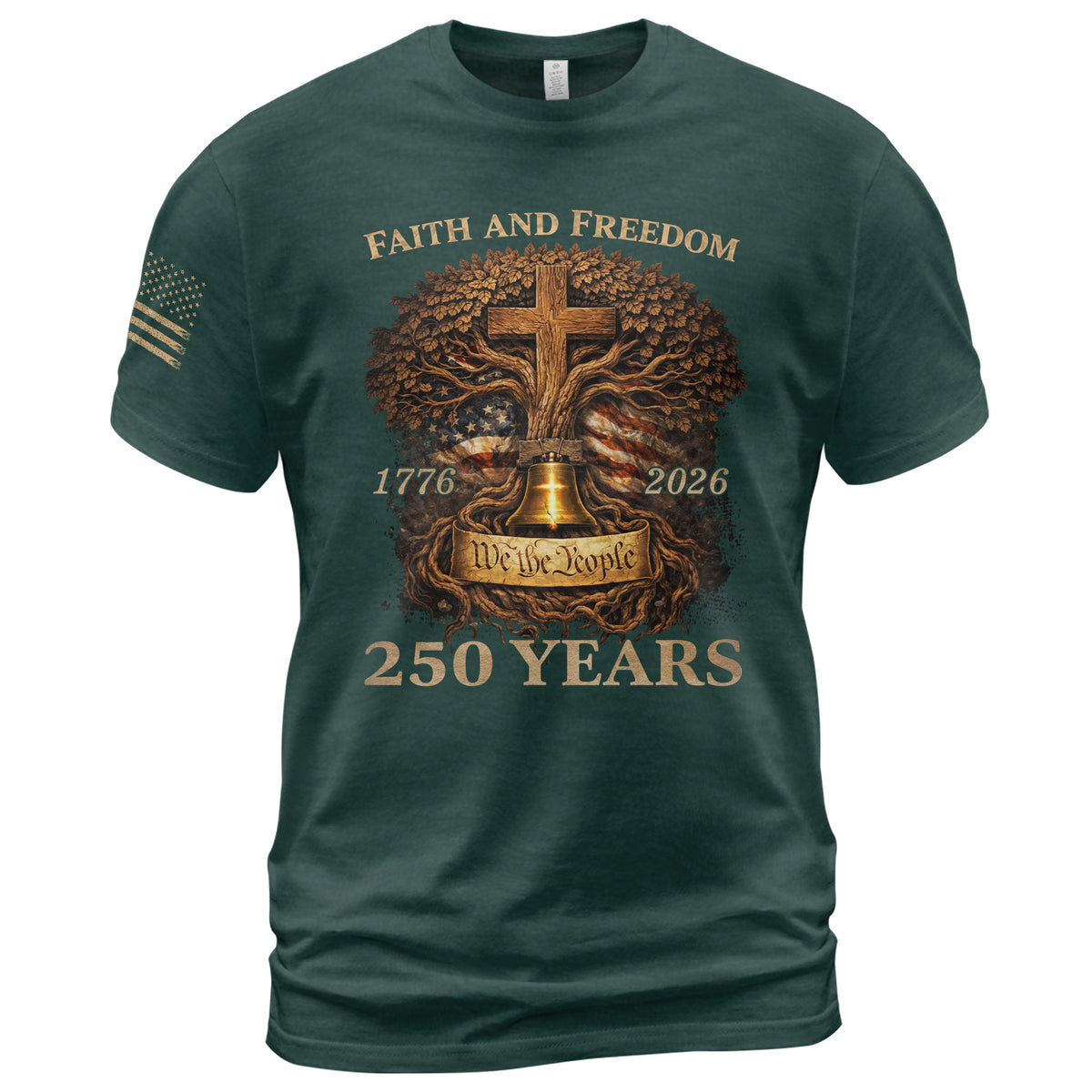 America 250th Anniversary T-Shirt 1776-2026 – Christian Tree of Life Faith & Freedom Tee - Rust Field Wear