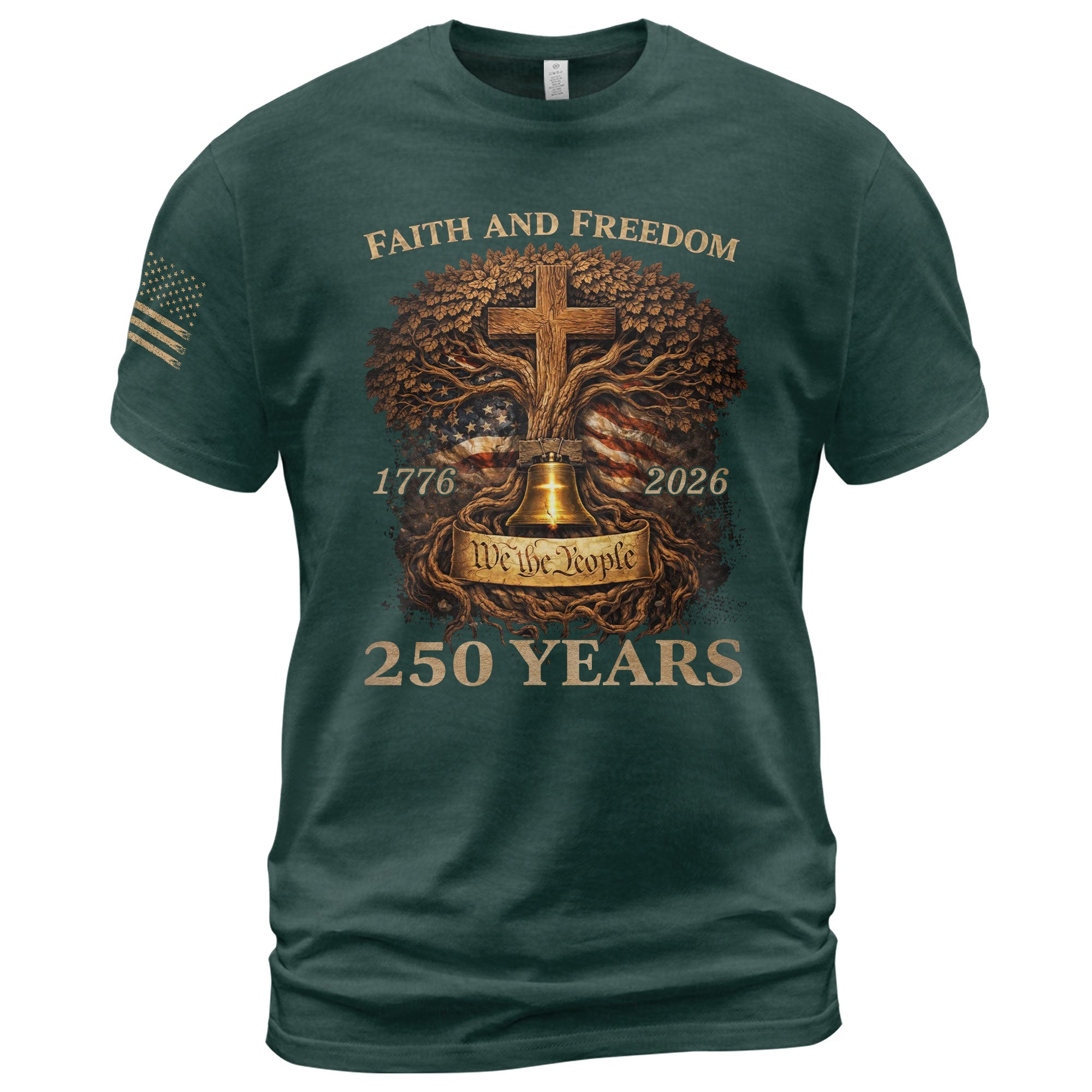 America 250th Anniversary T-Shirt 1776-2026 – Christian Tree of Life Faith & Freedom Tee - Rust Field Wear
