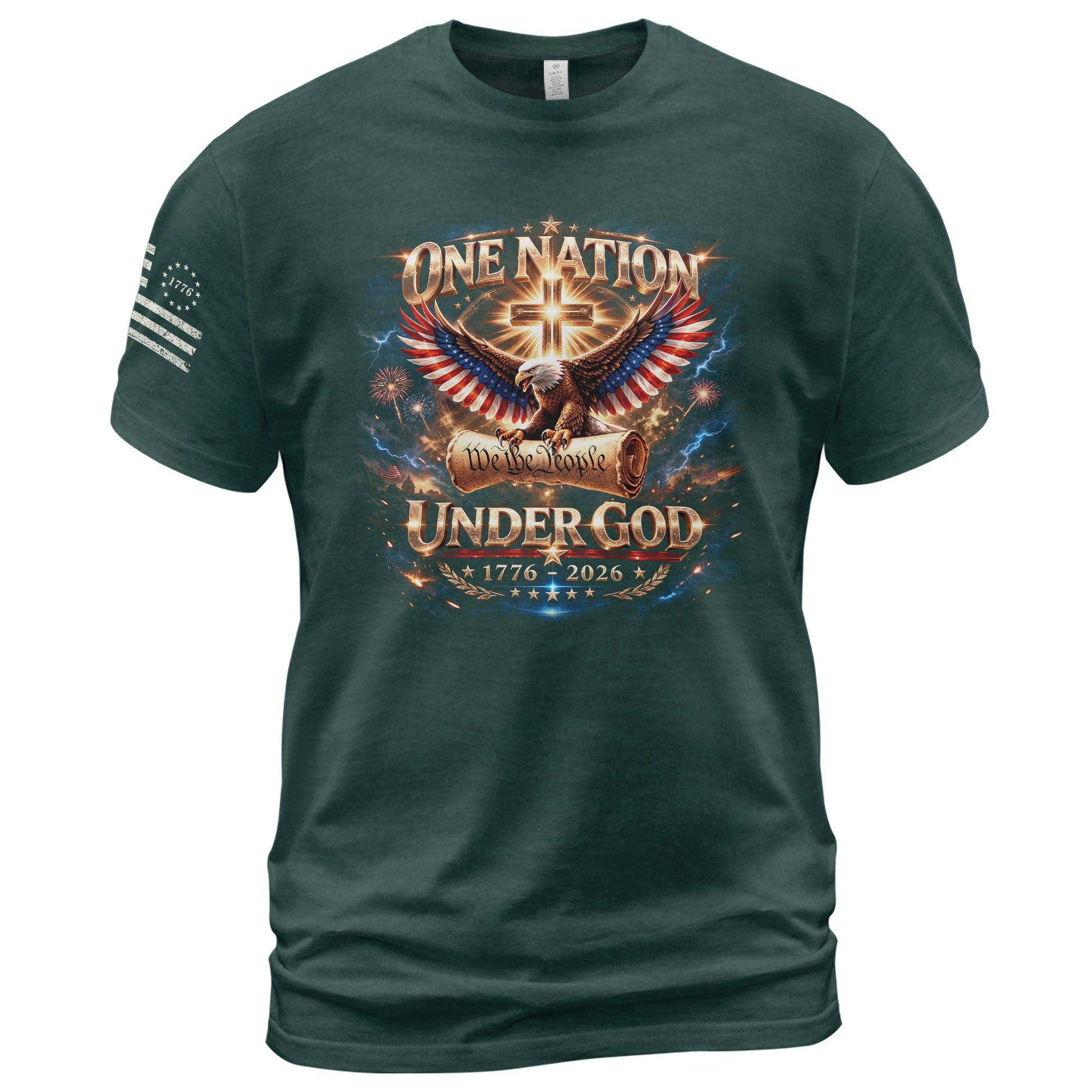 America 250th Anniversary 1776-2026 T-Shirt – We The People Eagle Cross & Constitution One Nation Under God Bootleg Shirt - Rust Field Wear
