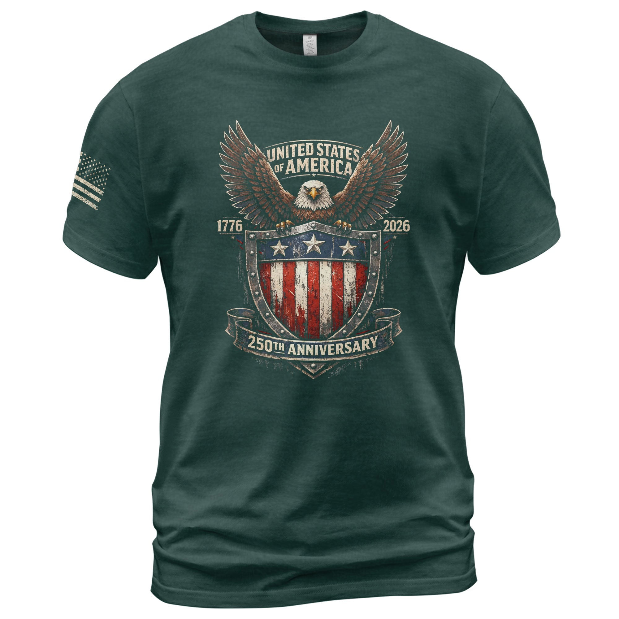 America 250th Anniversary T-Shirt 1776-2026 – Eagle Shield Heritage Tee - Rust Field Wear