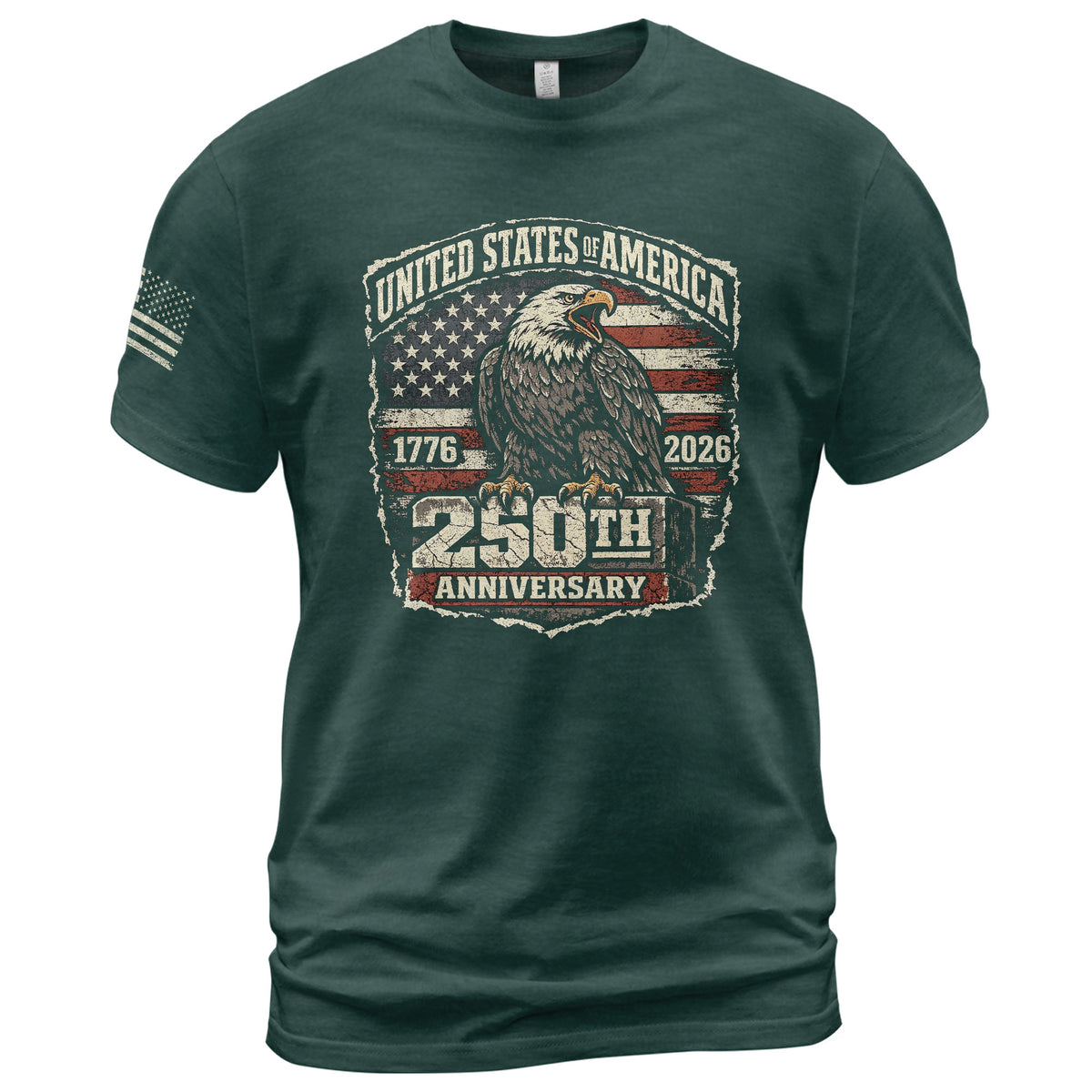 America 250th Anniversary T-Shirt 1776-2026 – USA Patriotic Eagle Legacy Tee - Rust Field Wear
