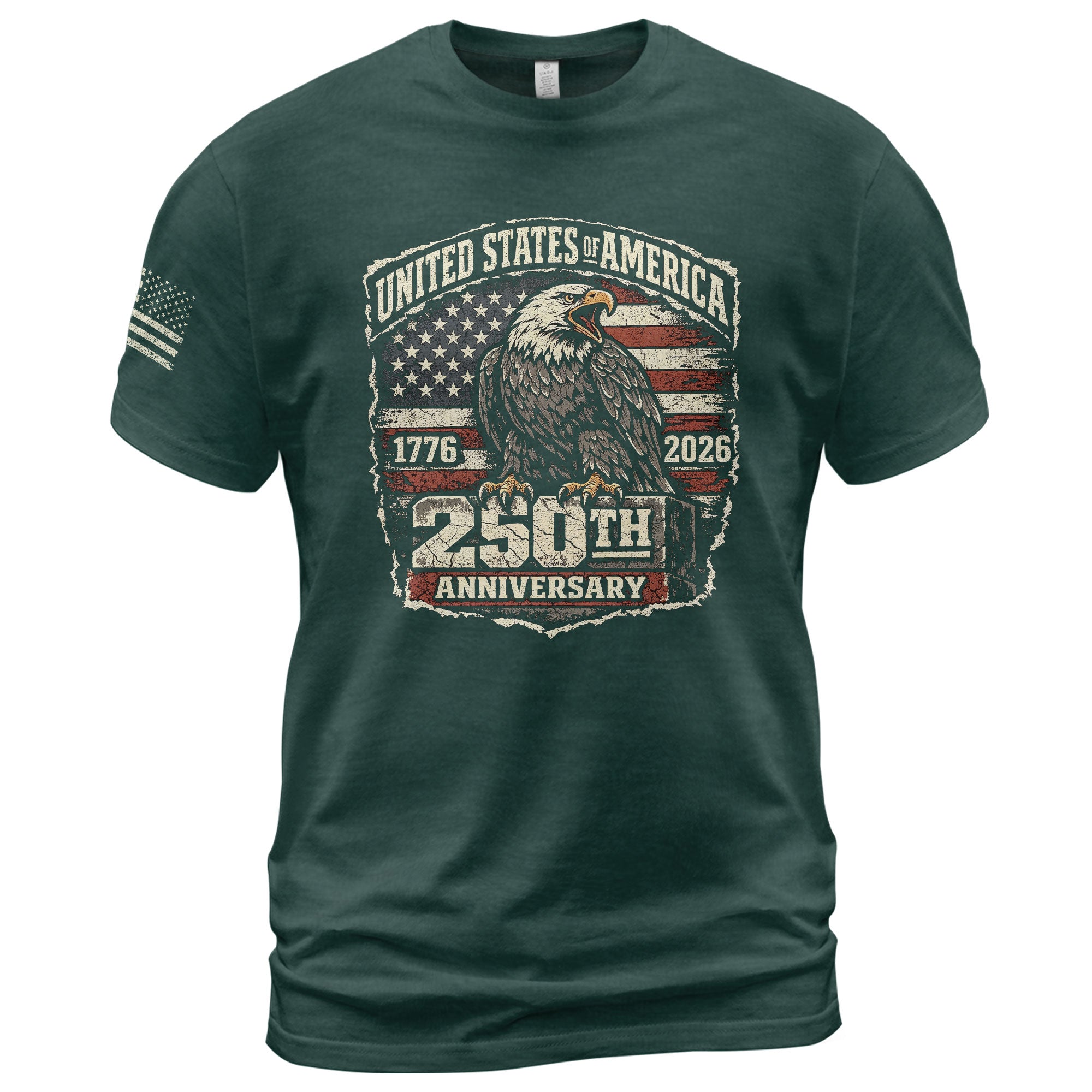 America 250th Anniversary T-Shirt 1776-2026 – USA Patriotic Eagle Legacy Tee - Rust Field Wear