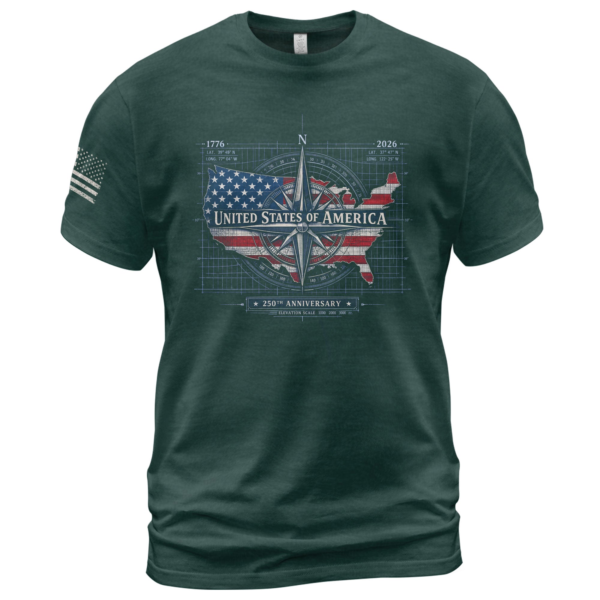 250th Anniversary USA Shirt 1776-2026 – Patriotic US Flag Freedom Tee, American Birthday Mens T-Shirt - Rust Field Wear