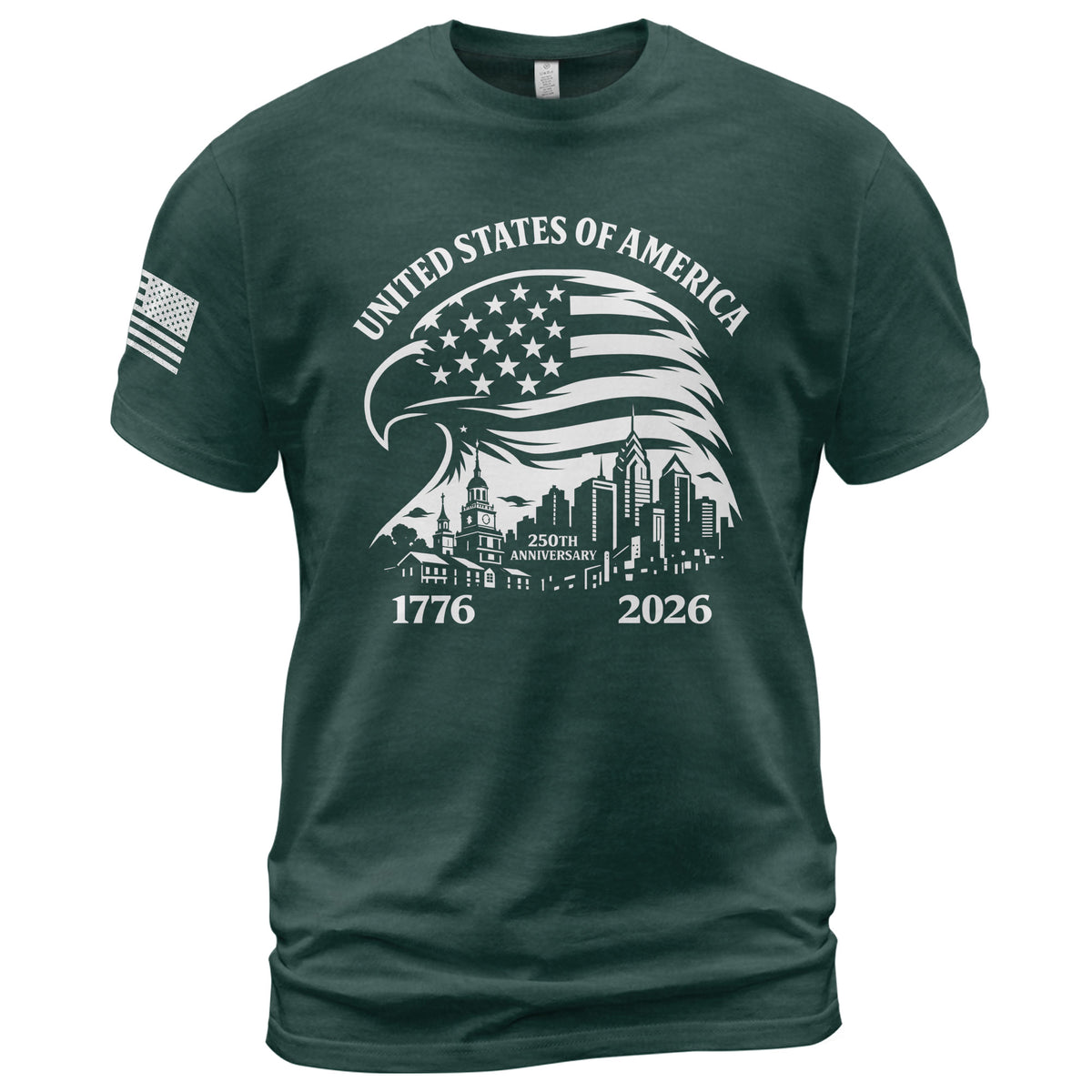USA 250th Anniversary 1776-2026 T-Shirt – Eagle & American Flag Patriotic Freedom Mens Shirt - Rust Field Wear