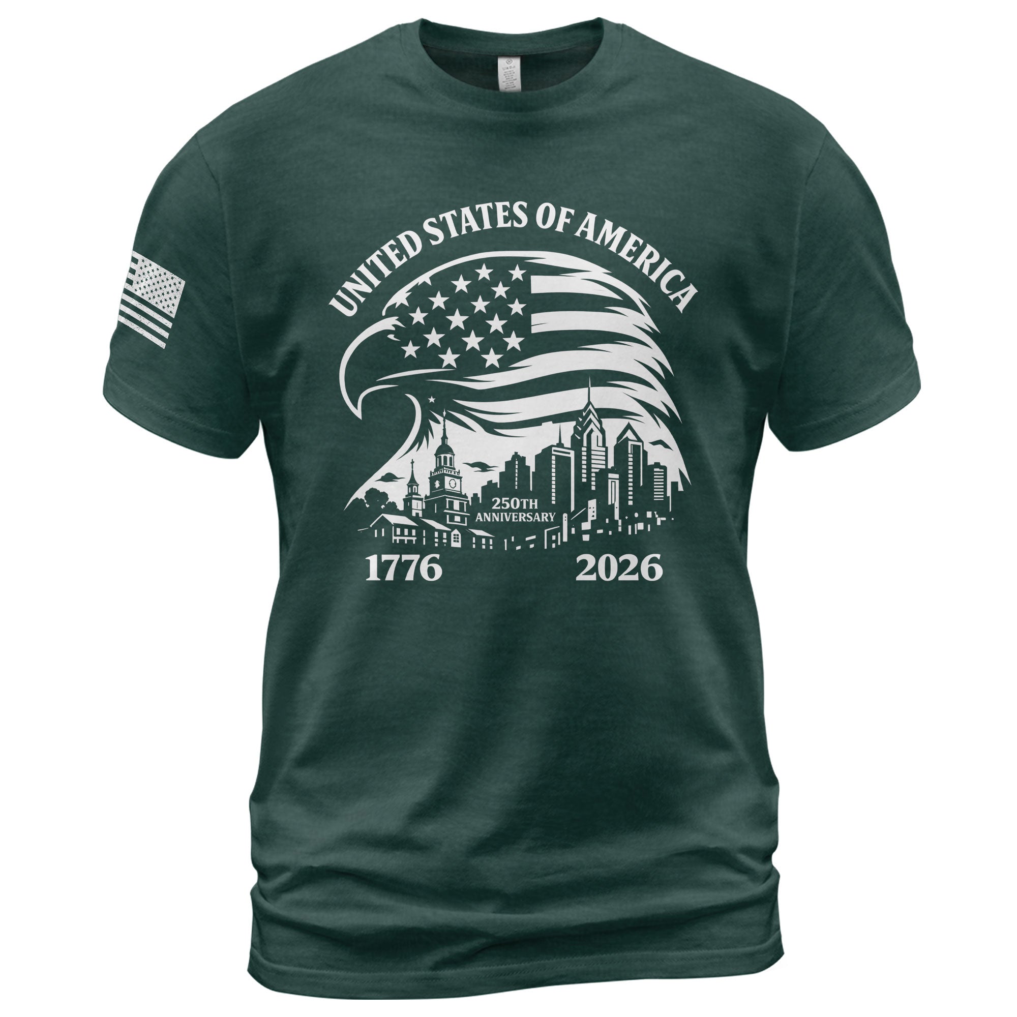 USA 250th Anniversary 1776-2026 T-Shirt – Eagle & American Flag Patriotic Freedom Mens Shirt - Rust Field Wear