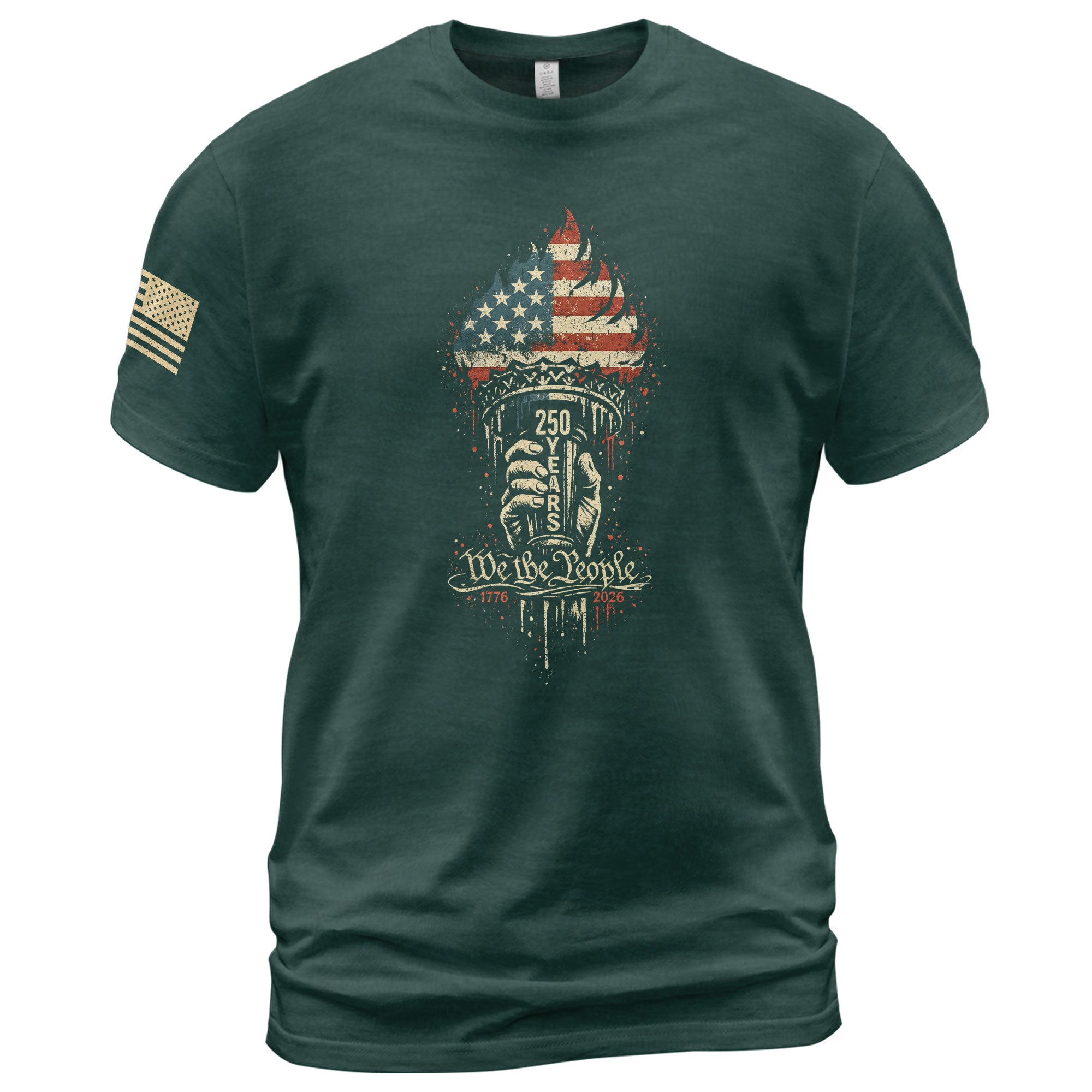 We The People 250th Anniversary 1776-2026 T-Shirt – Liberty Torch Patriotic USA Freedom Mens Tee - Rust Field Wear