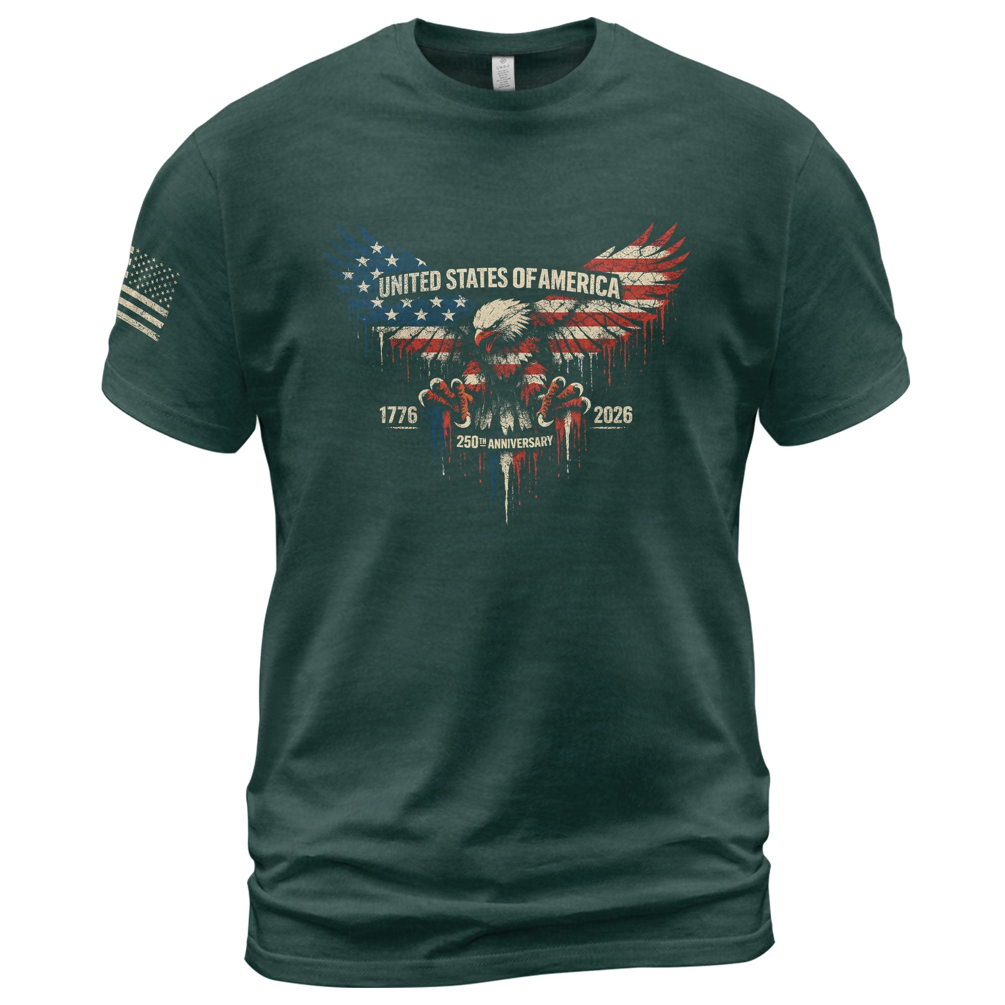 America 250th Anniversary 1776-2026 T-Shirt – USA Flag & Eagle Patriotic 250 Years of Freedom Tee - Rust Field Wear