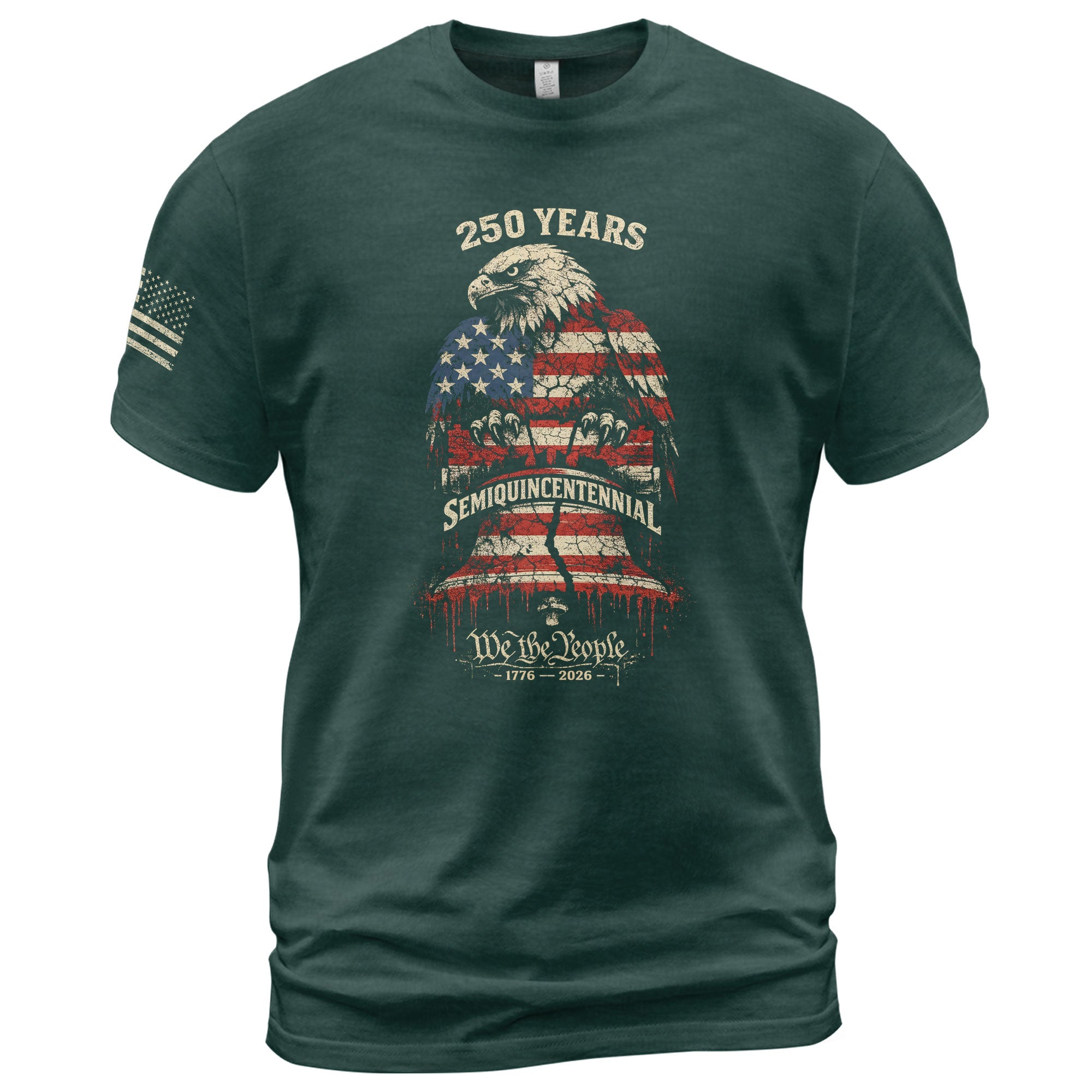 1776-2026 America 250th Anniversary T-Shirt – Liberty Bell & Eagle We The People Patriotic Mens Tee - Rust Field Wear