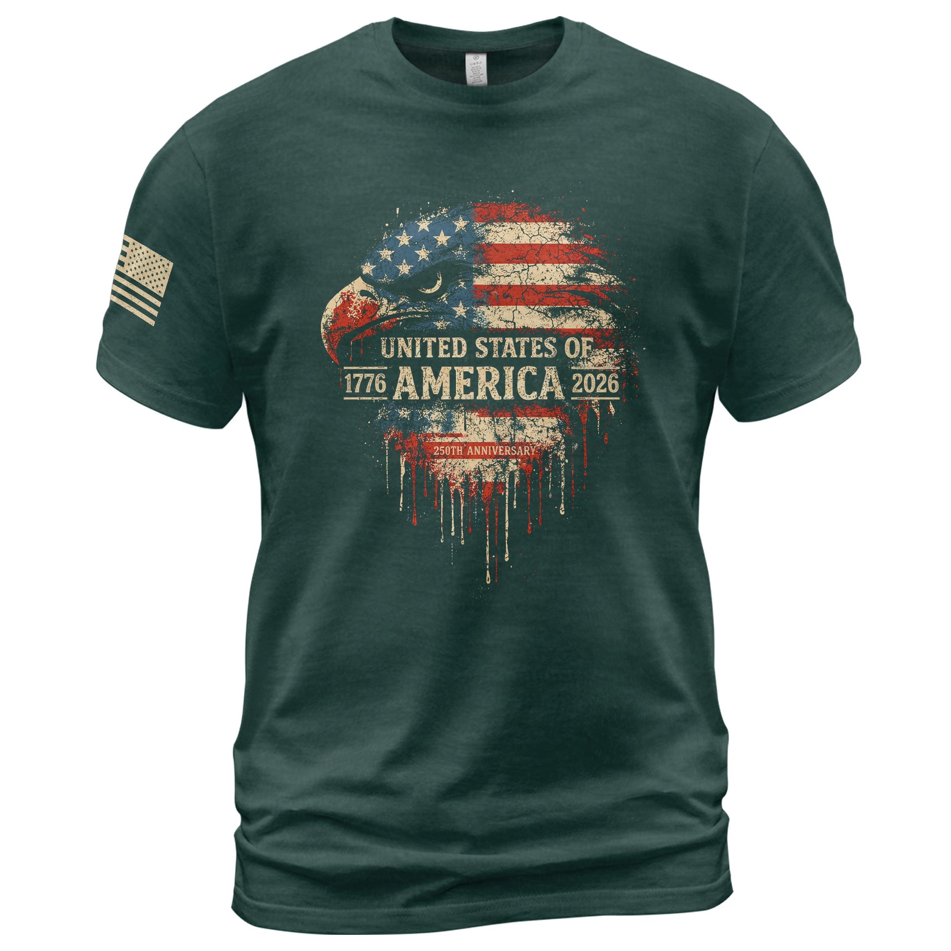United States 250th Birthday 1776-2026 T-Shirt – USA Flag & Eagle Freedom Patriotic Anniversary Tee - Rust Field Wear
