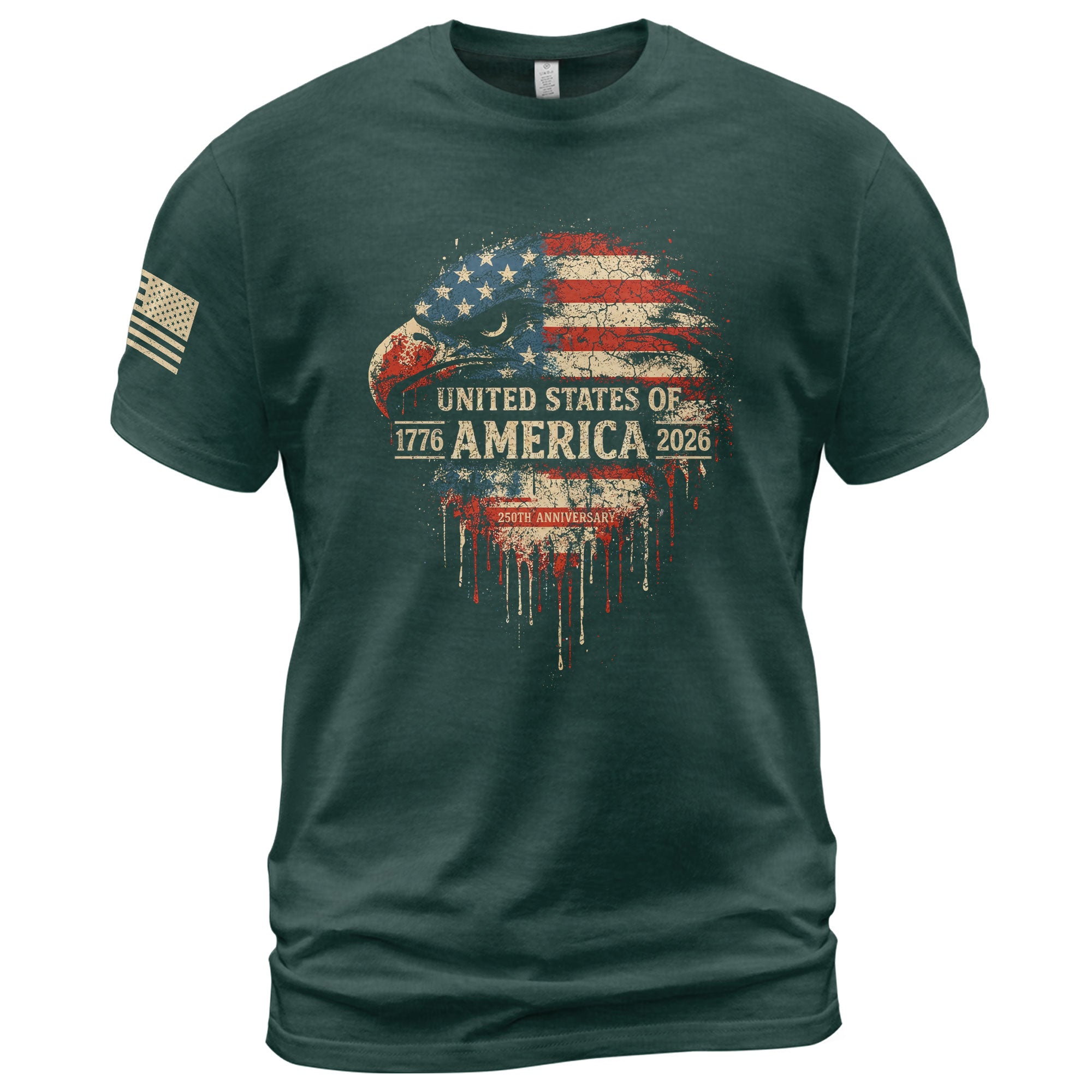 United States 250th Birthday 1776-2026 T-Shirt – USA Flag & Eagle Freedom Patriotic Anniversary Tee - Rust Field Wear