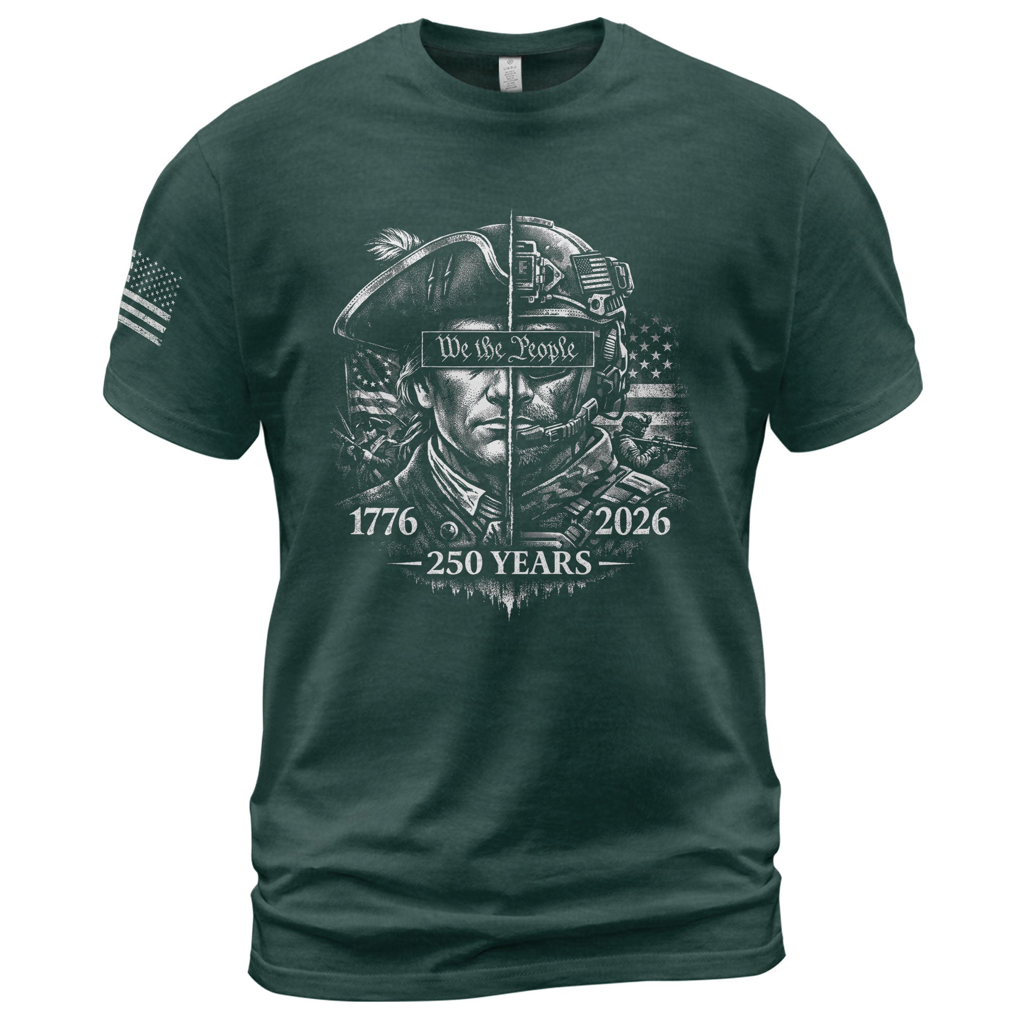 USA 250th Anniversary 1776-2026 T-Shirt – Revolutionary & Modern Soldier We The People Men's Shirt - Rust Field Wear