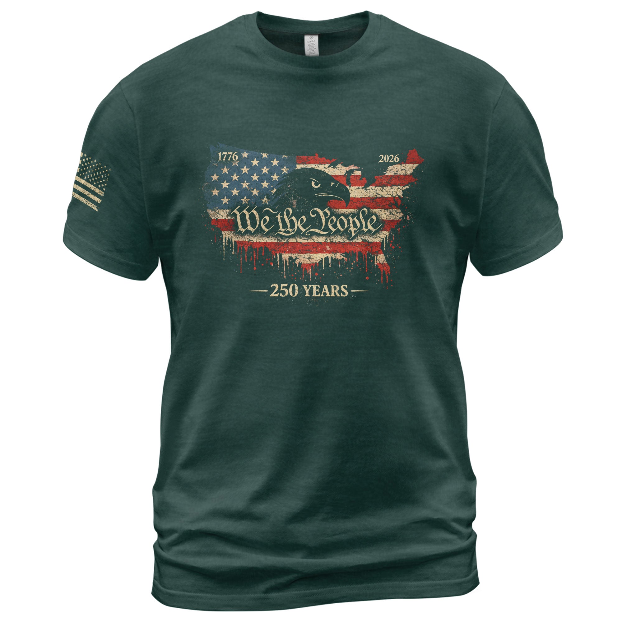 USA 250th Anniversary 1776-2026 T-Shirt – USA Map & Eagle We The People Patriotic Shirt - Rust Field Wear