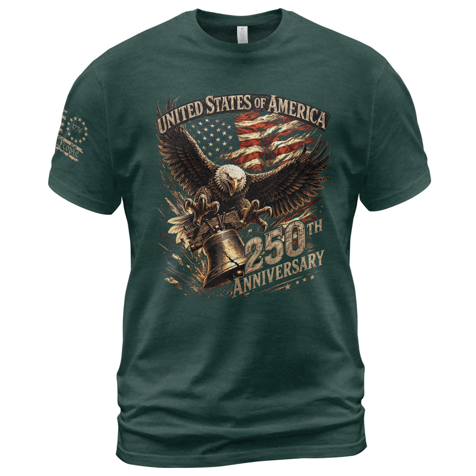 USA Patriotic 250th Anniversary Eagle Liberty Bell T-Shirt - Rust Field Wear