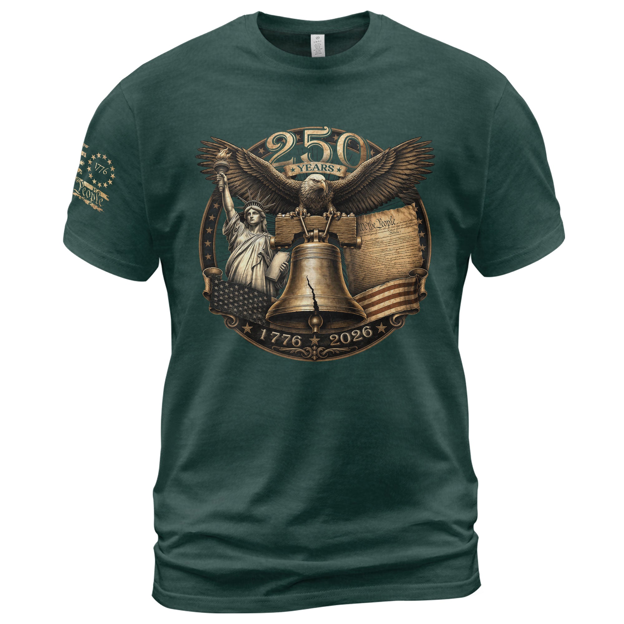 Liberty Bell Statue of Liberty T-Shirt - Patriotic 250 Years Heritage Tee - Rust Field Wear