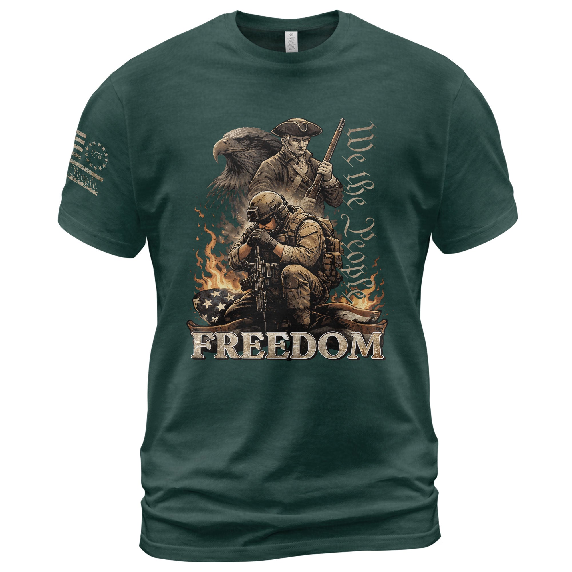 We The People Military Veteran Patriotic Eagle Flag - Freedom Shirts for Men, Patriotic T Shirts - Rust Field Wear
