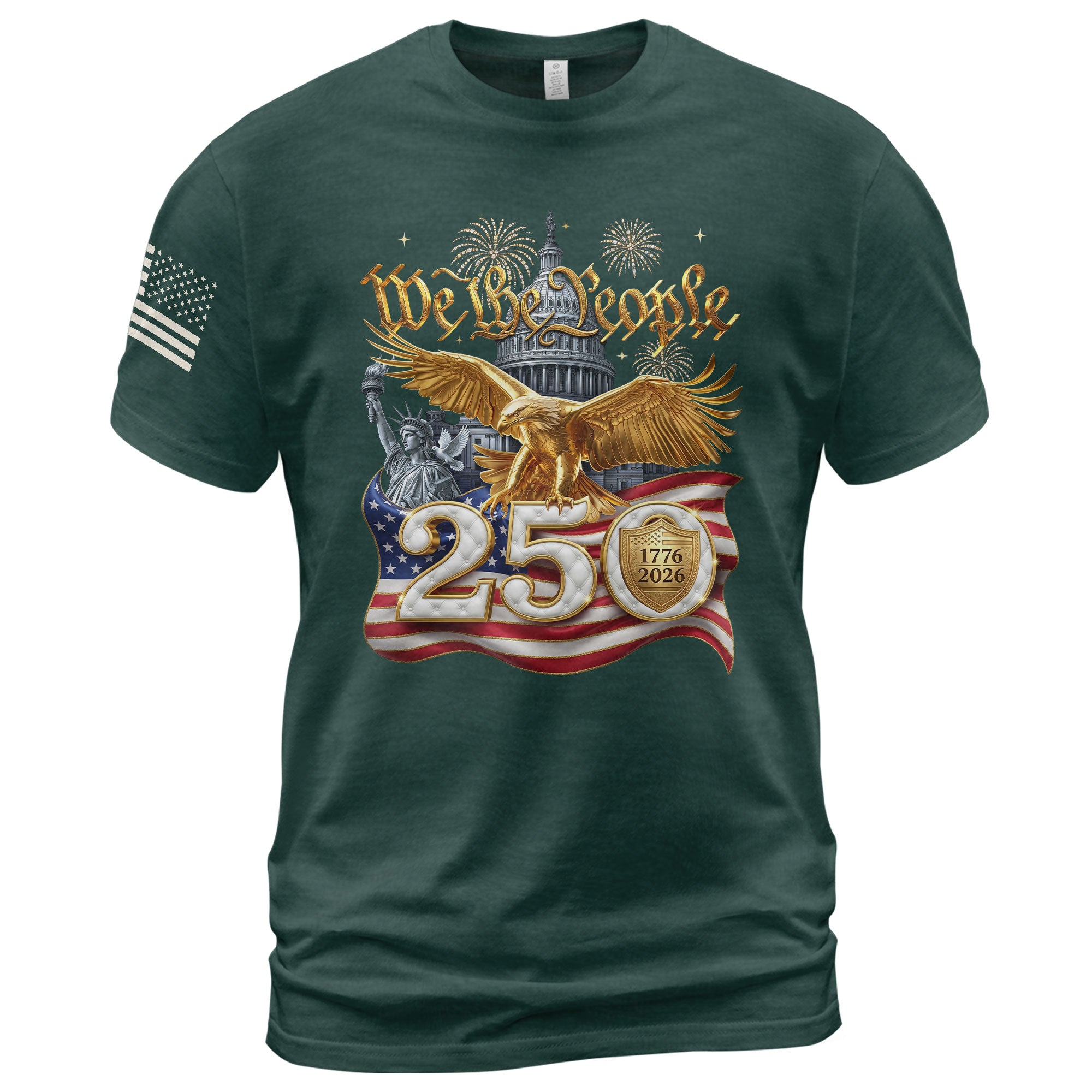 We the People 250 Years 1776-2026 T-Shirt - Capitol Liberty Eagle Patriotic Tee - Rust Field Wear