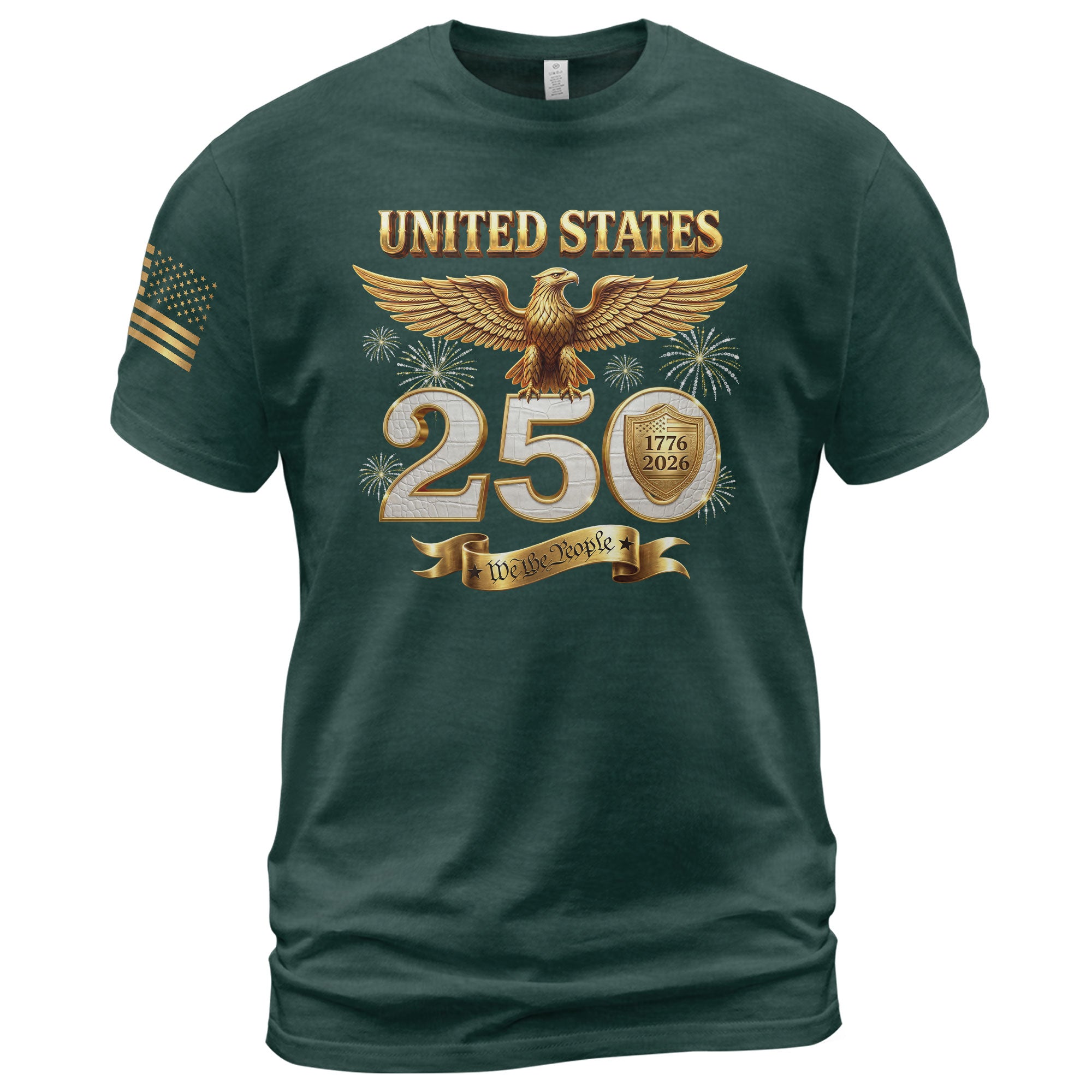 Patriotic 250 Years T-Shirt 1776-2026 - United States Golden Eagle Anniversary Shirt - Rust Field Wear