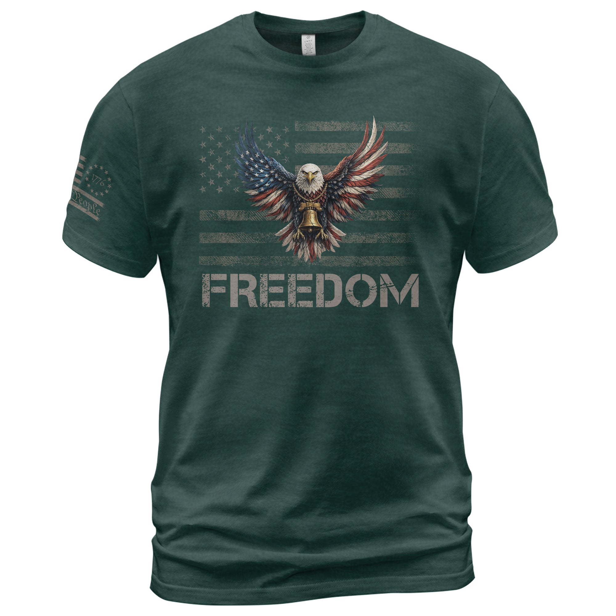 Patriotic T Shirts, Freedom USA Patriotic Eagle Liberty Bell Flag - Freedom Shirts for Men - Rust Field Wear