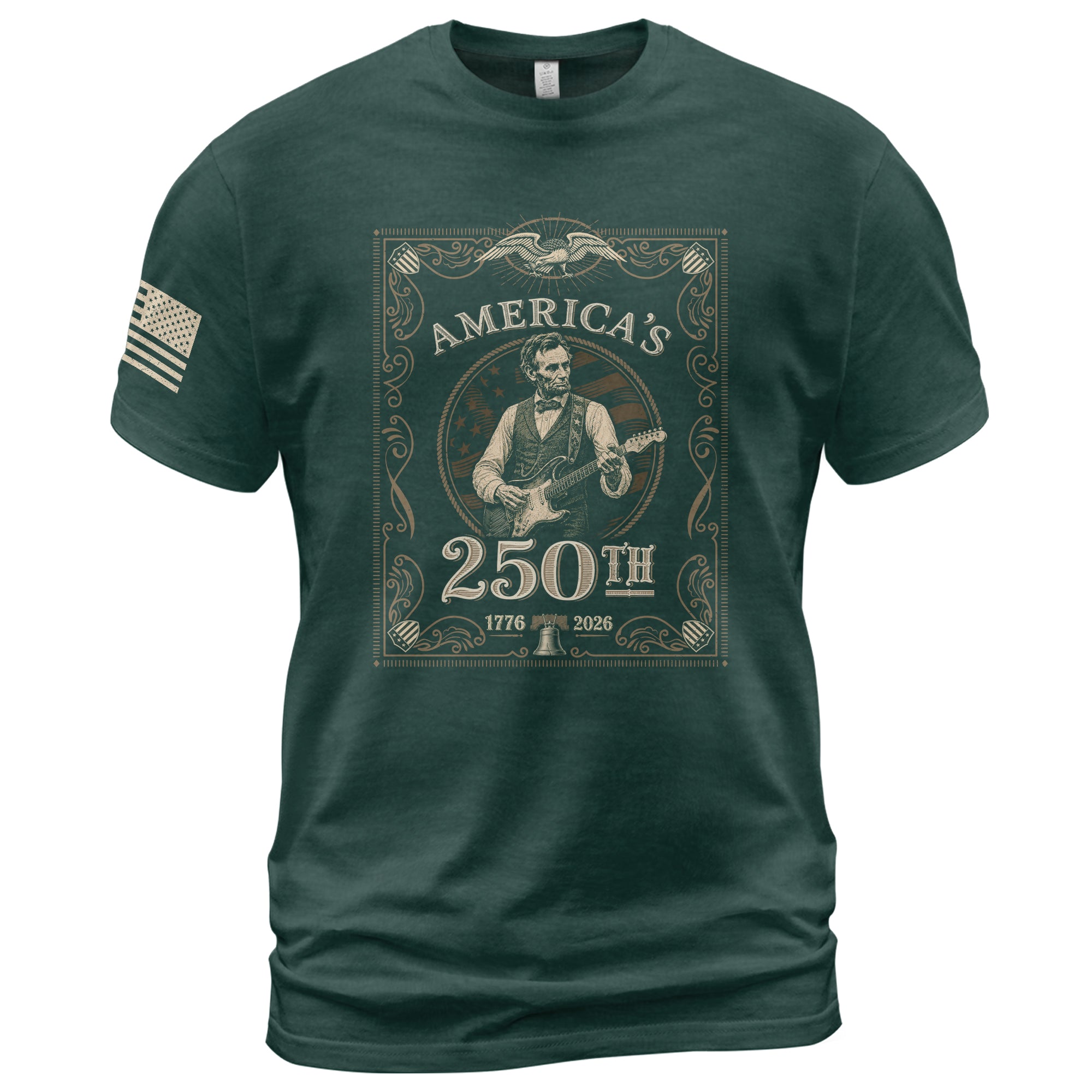 America’s 250th Anniversary Lincoln Playing Guitar Shirt 1776–2026 Vintage USA Independence - Rust Field Wear