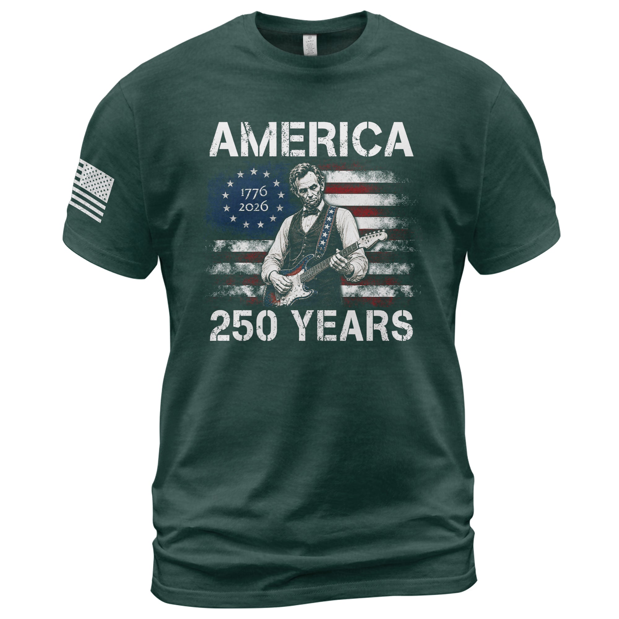 Vintage 1776 2026 Shirt Abraham Lincoln Playing Guitar US Flag Patriotic - Rust Field Wear