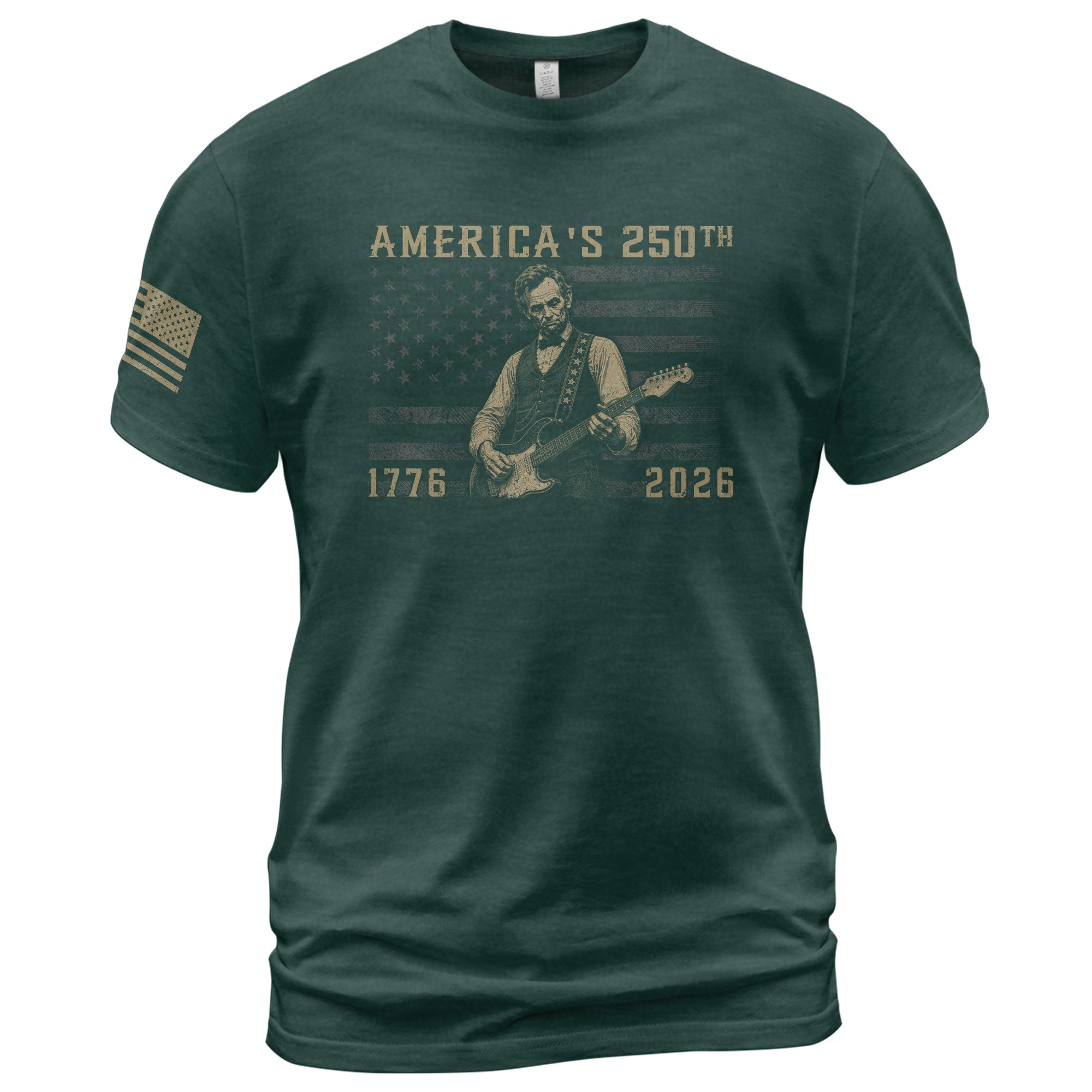 America’s 250th Anniversary Patriotic US Flag Shirt Vintage Abraham Lincoln Guitar Tee - Rust Field Wear