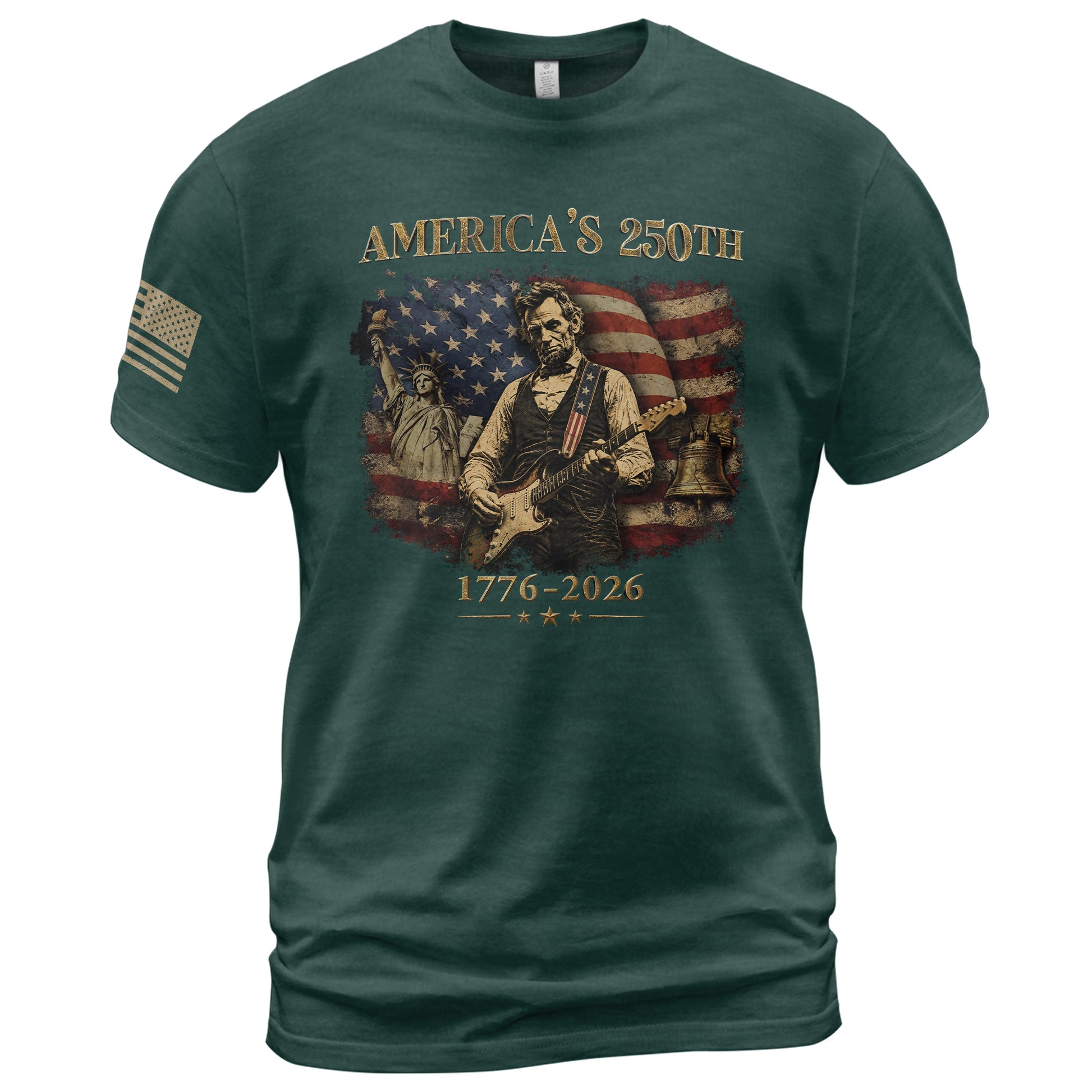 Liberty Bell Statue of Liberty Lincoln Guitar Shirt US Flag Patriotic 1776 2026 Tee - Rust Field Wear
