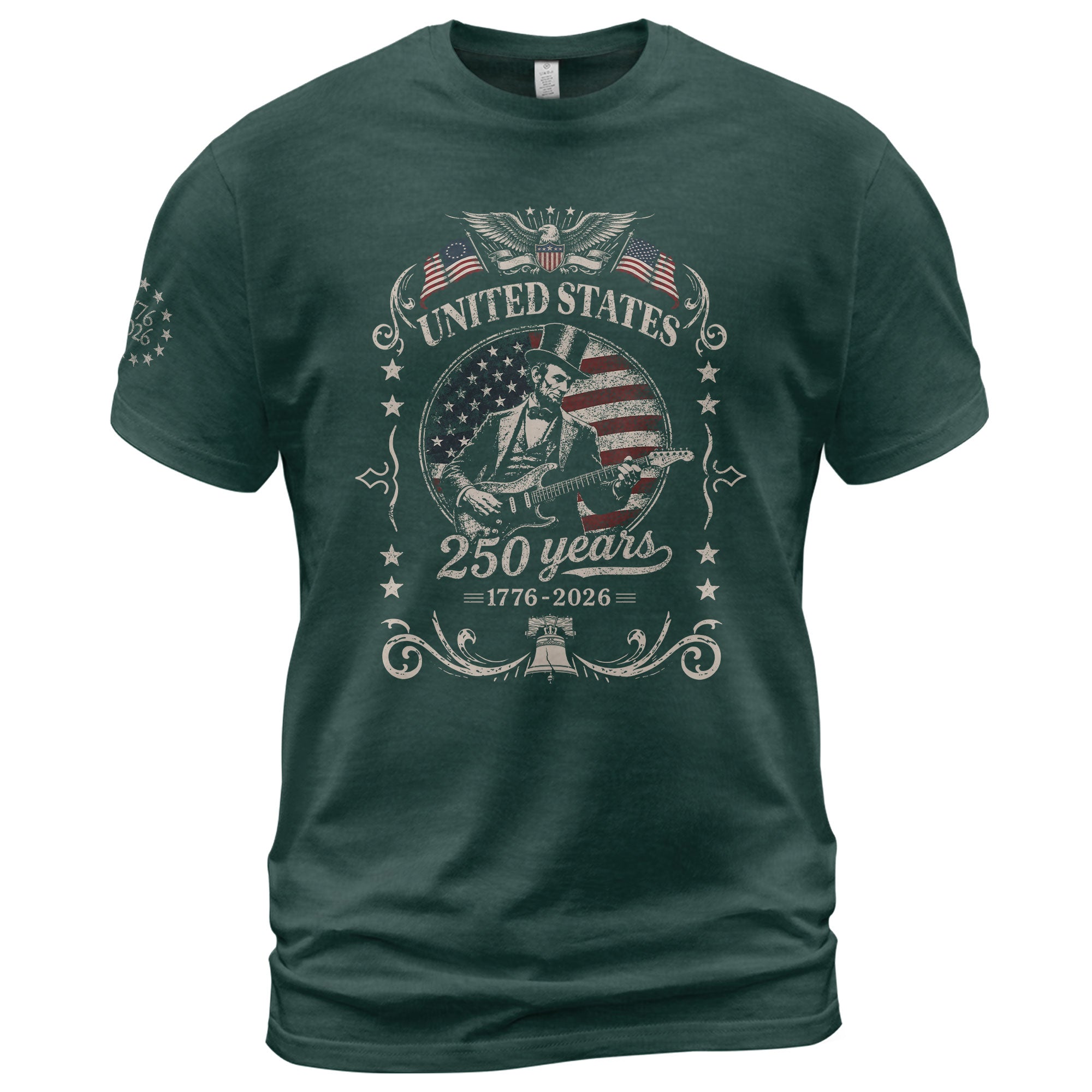 American Eagle Liberty Bell Lincoln Guitar Shirt Vintage 1776 2026 Patriotic Us Flag - Rust Field Wear
