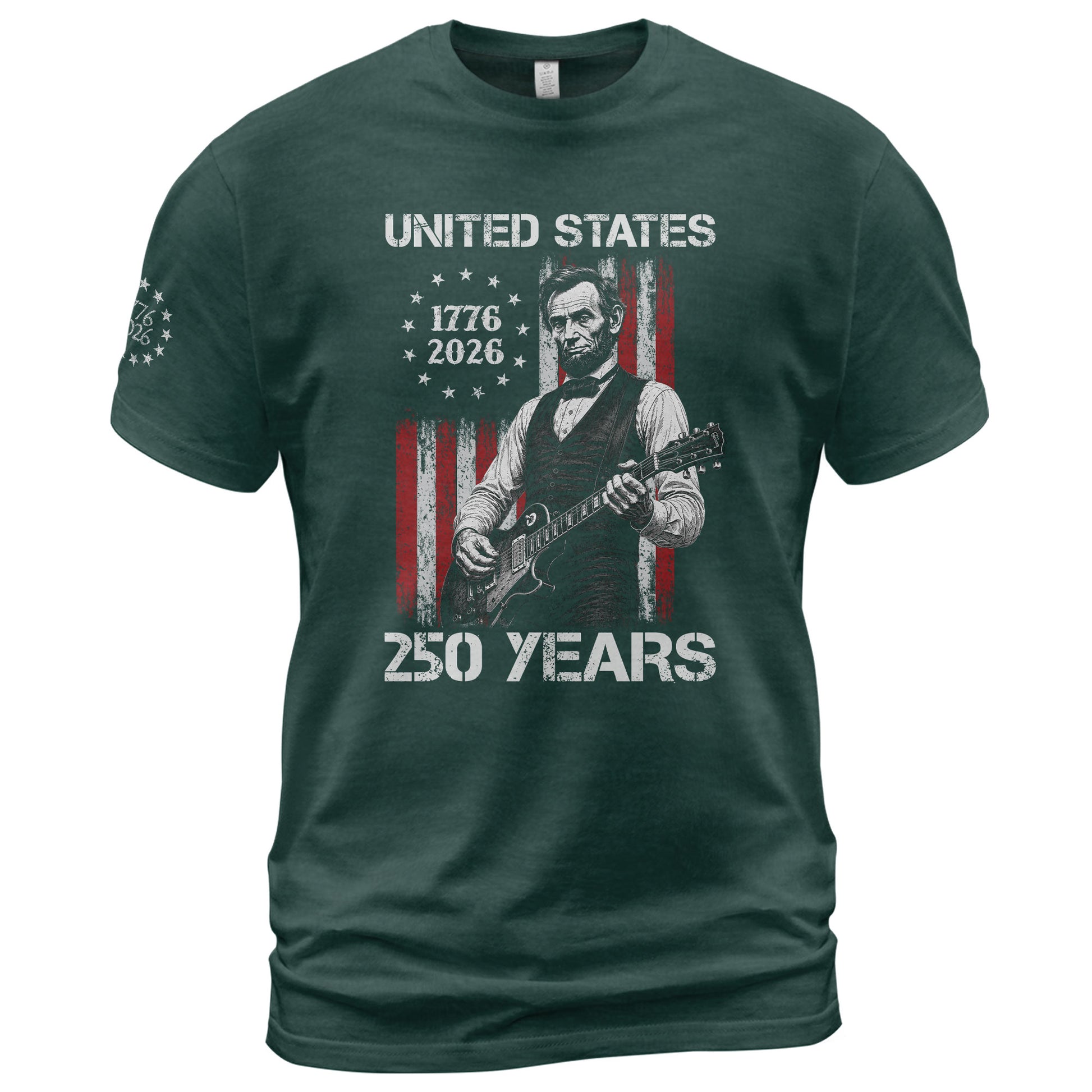 Betsy Ross Flag Lincoln Guitar Shirt Vintage 1776 2026 Patriotic US Flag 250 Years Tee - Rust Field Wear