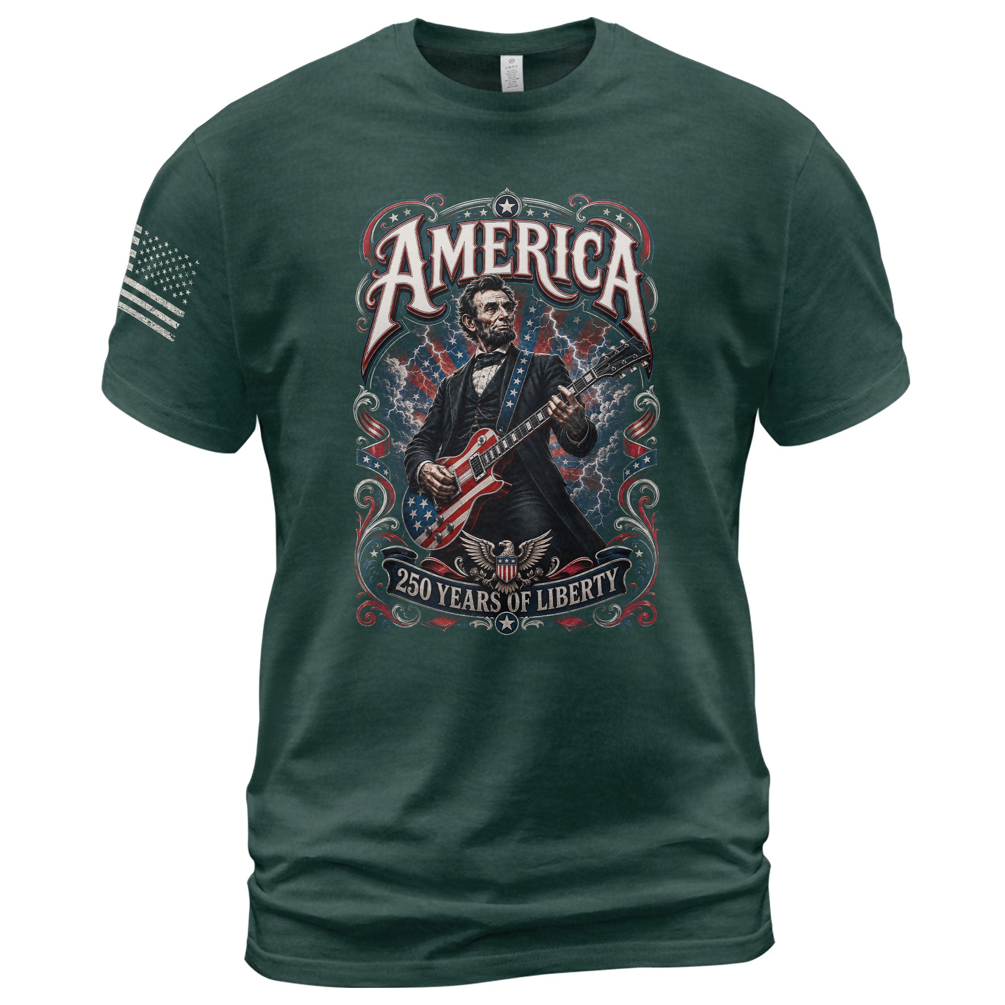 America 250 Years of Liberty Shirt Patriotic Guitar USA Vintage Freedom Tee - Rust Field Wear