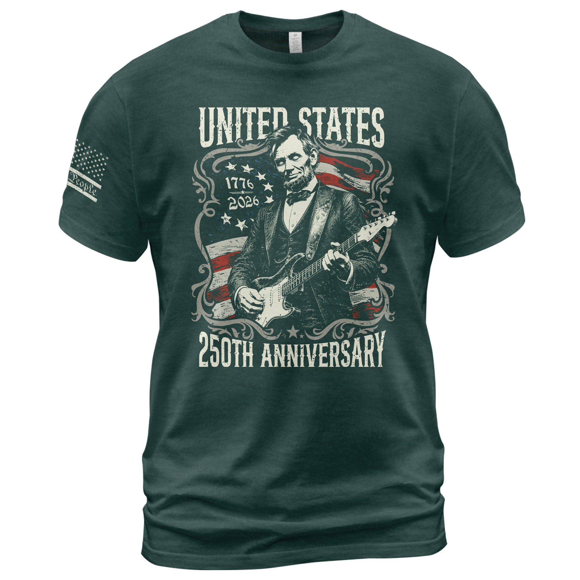 United States 250th Anniversary Shirt Abraham Lincoln Rock Guitar Patriotic Apparel - Rust Field Wear
