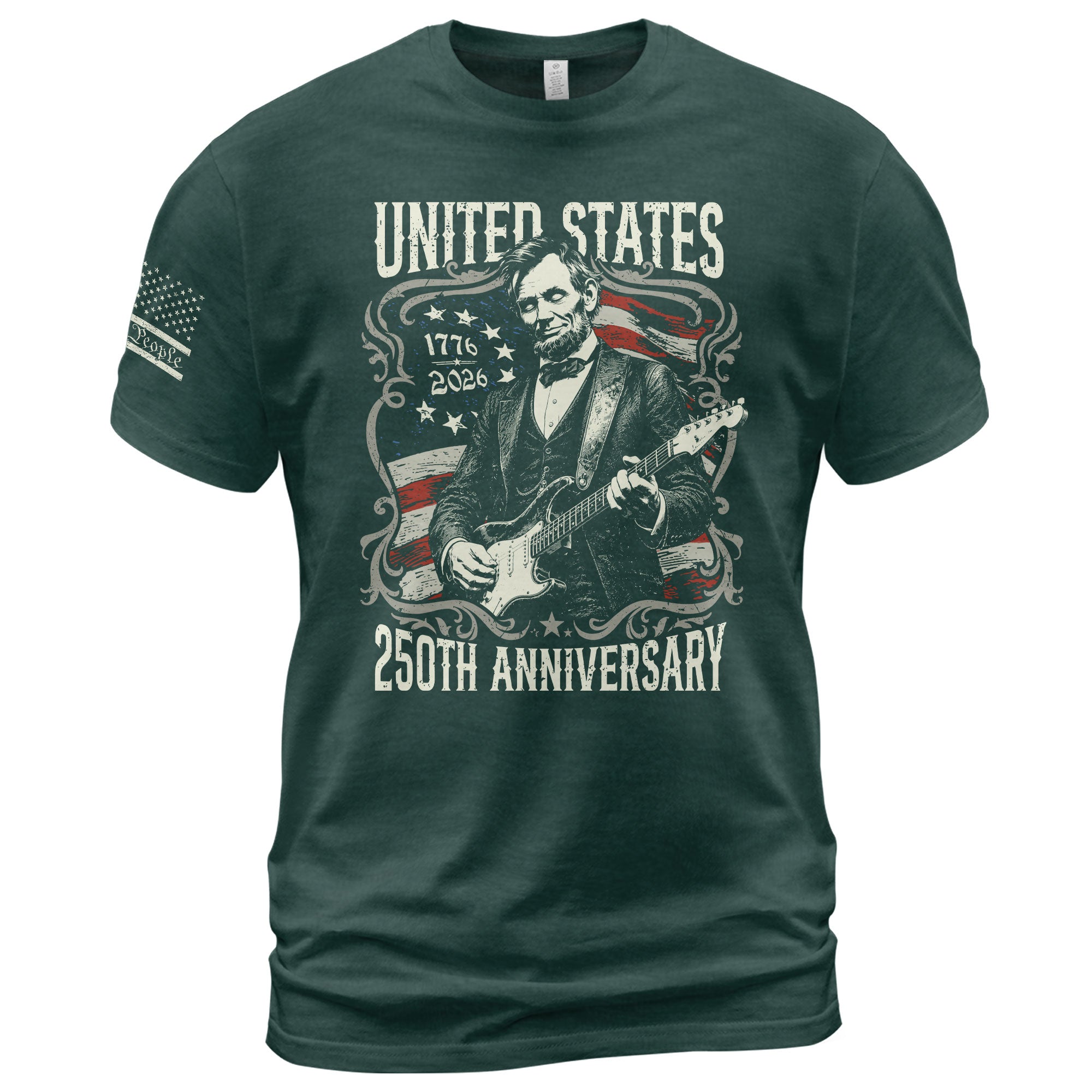 United States 250th Anniversary Shirt Abraham Lincoln Rock Guitar Patriotic Apparel - Rust Field Wear