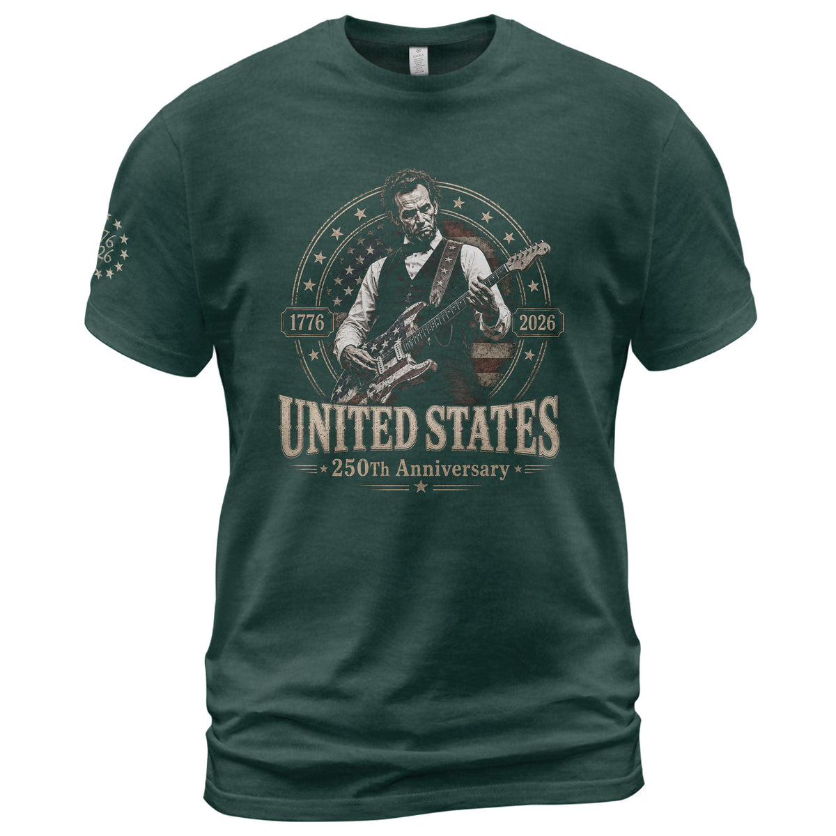 Mens T Shirt Patriotic 250 Years 1776-2026 Abraham Lincoln Star Badge Graphic Tee - Rust Field Wear