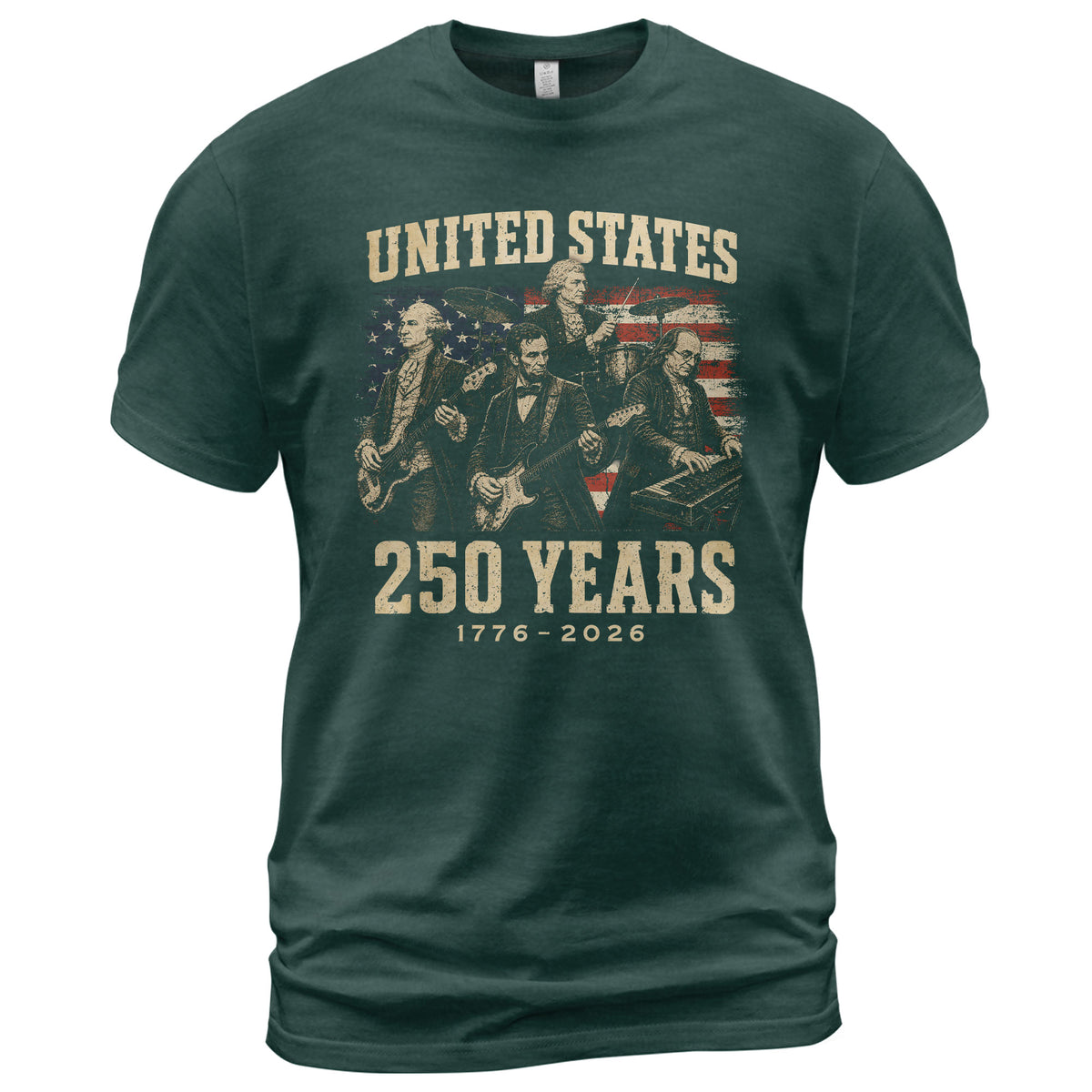 Founding Fathers Presidents Rock Band T-Shirt 250 Years Vintage 1776-2026 Patriotic - Rust Field Wear
