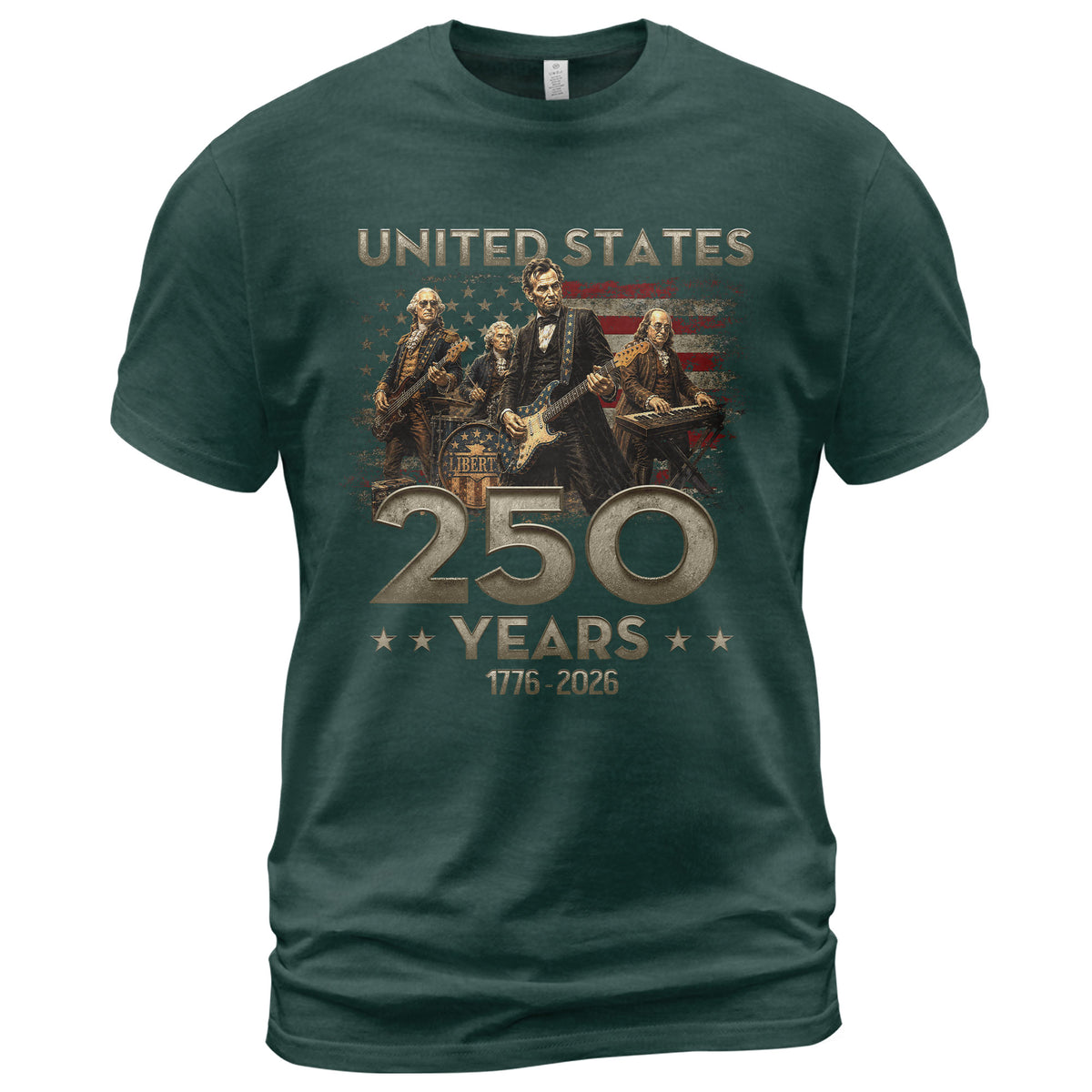 1776-2026 Presidents Band Graphic T Shirt - Lincoln Patriotic Unisex Summer Tee - Rust Field Wear