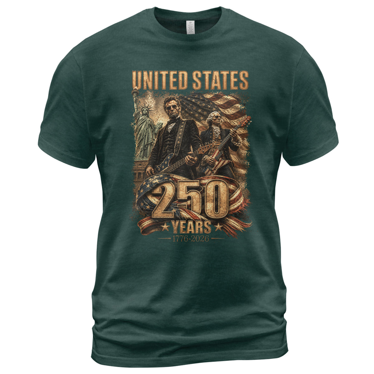 Patriotic 1776-2026 Presidents T Shirt - Lincoln Washington Graphic Unisex Top Item - Rust Field Wear