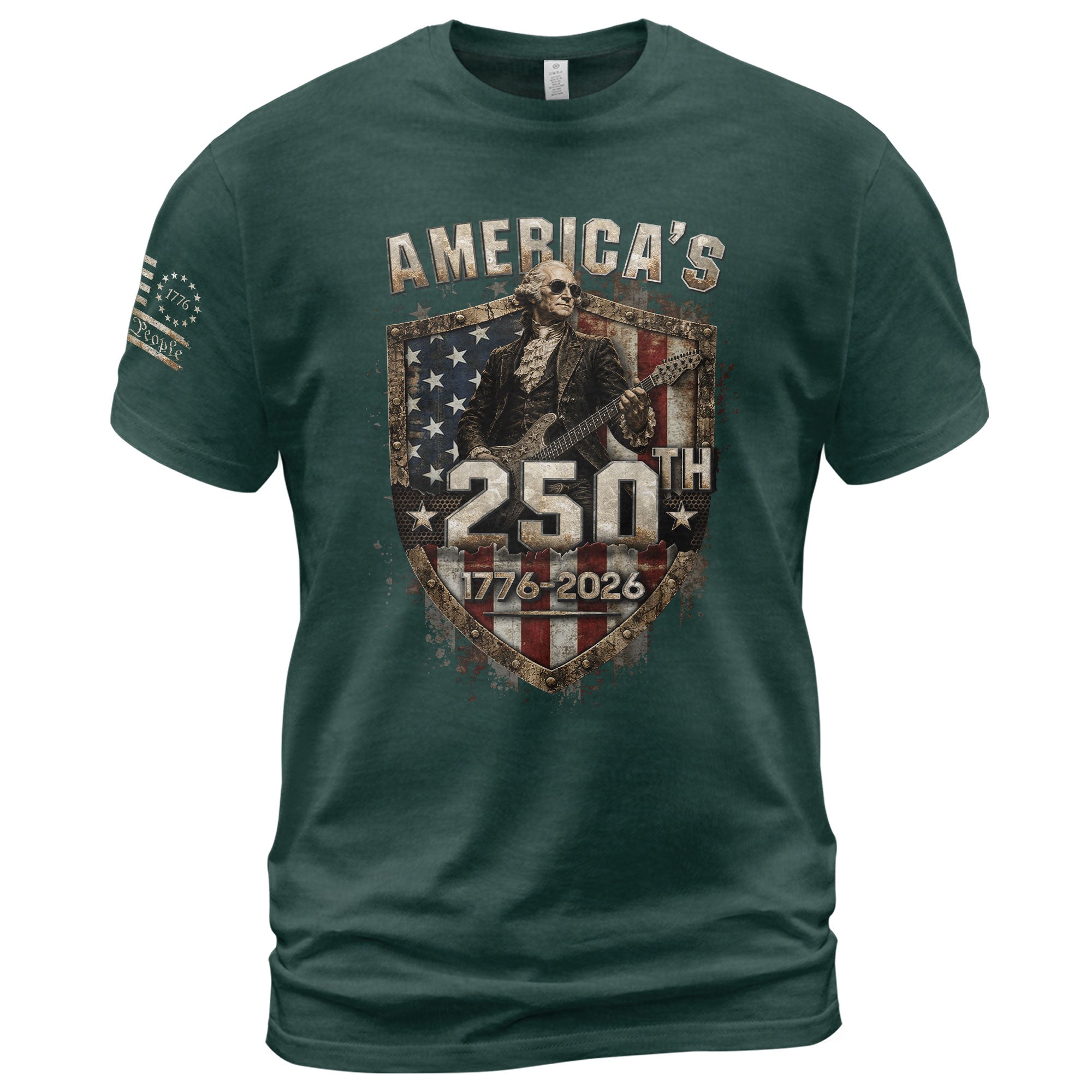 George Washington Guitar T-Shirt 1776-2026 Patriotic Graphic Tee Historical Anniversary Gift - Rust Field Wear