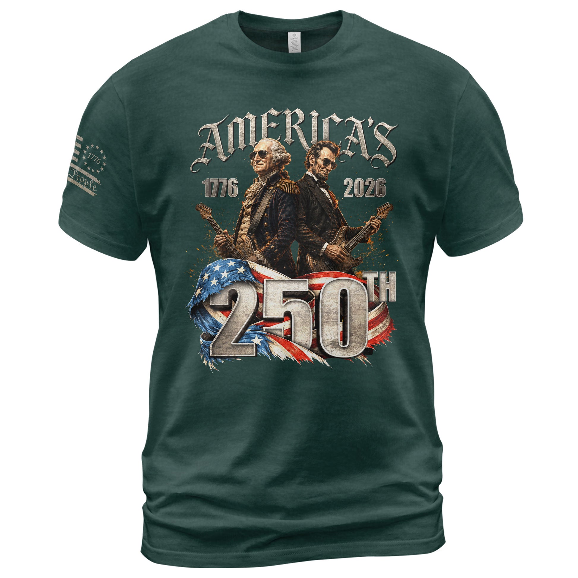 Washington Lincoln Guitar T-Shirt 1776-2026 Historical Patriotic Graphic Tee Anniversary Gift - Rust Field Wear