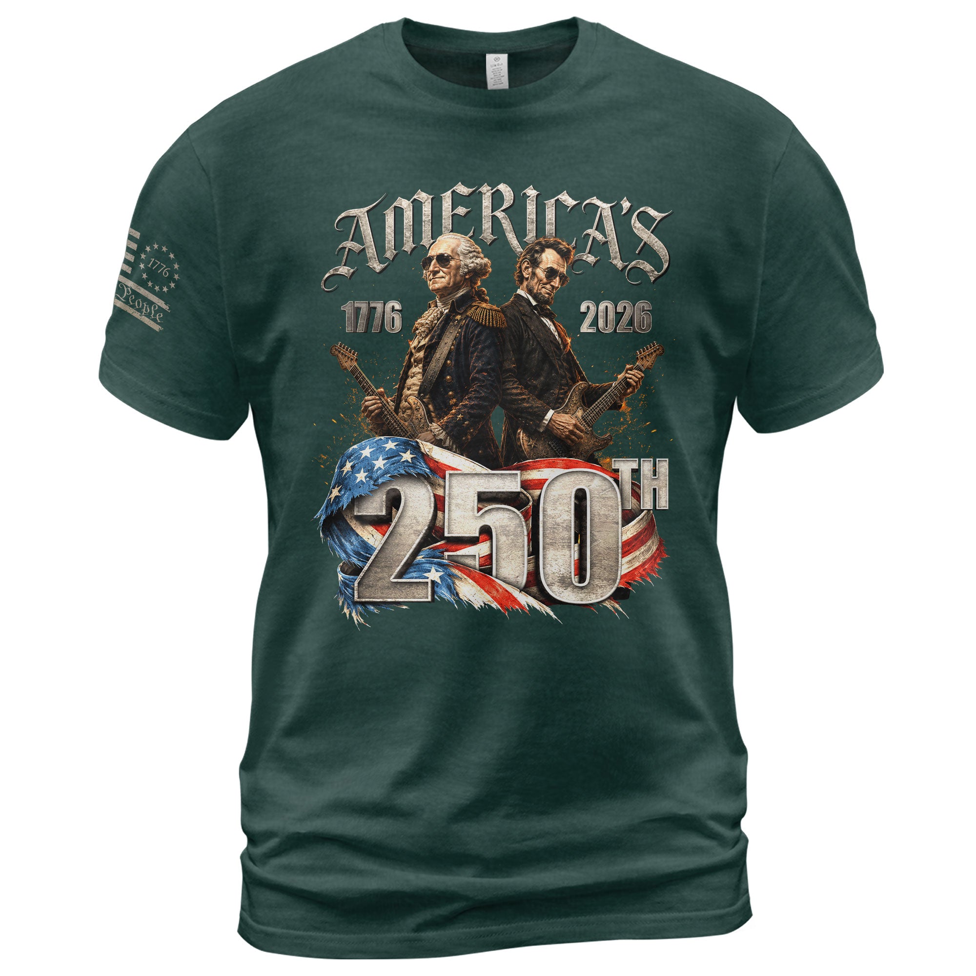 Washington Lincoln Guitar T-Shirt 1776-2026 Historical Patriotic Graphic Tee Anniversary Gift - Rust Field Wear