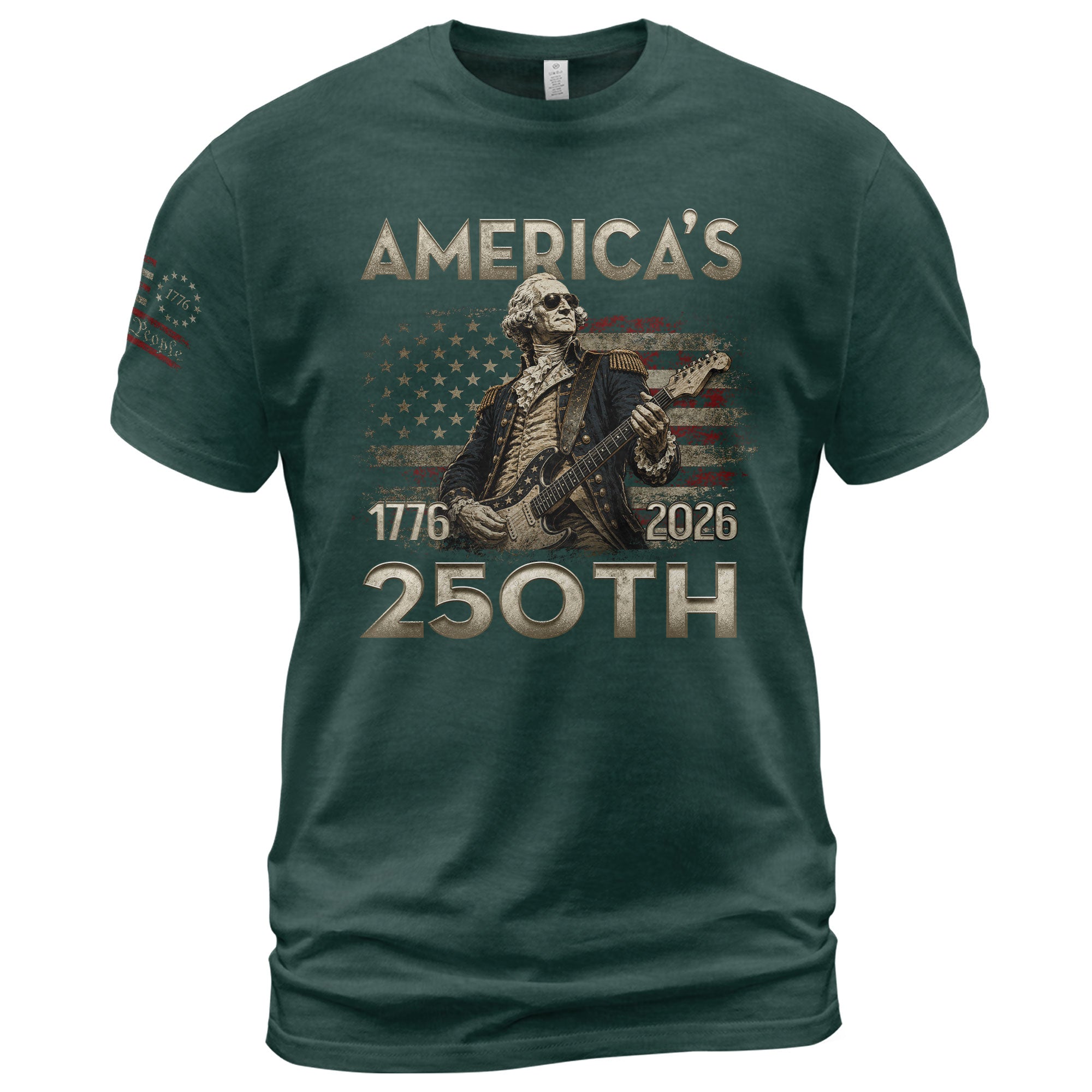 Patriotic George Washington Guitar Shirt 1776-2026 Historical Graphic Tee Anniversary Apparel - Rust Field Wear