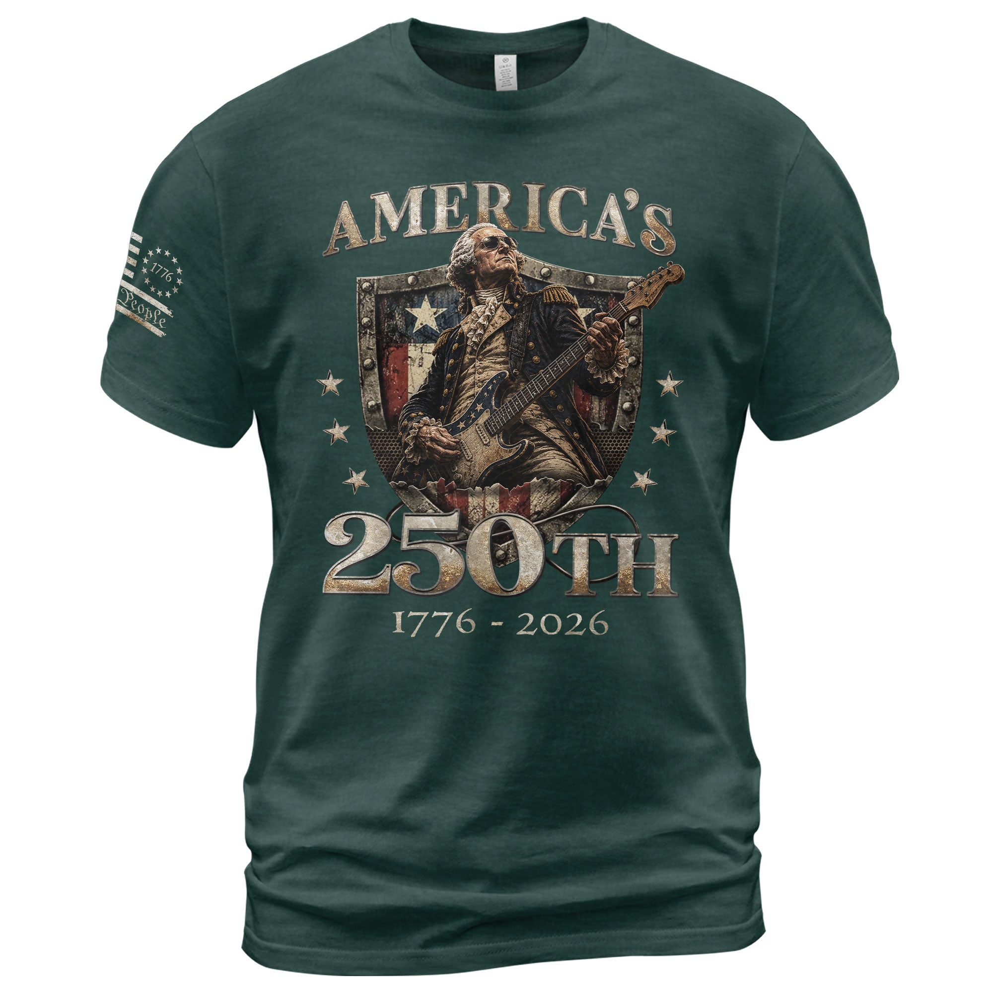 Vintage George Washington Guitar Shirt 1776-2026 Commemorative Graphic Tee Patriotic Style - Rust Field Wear
