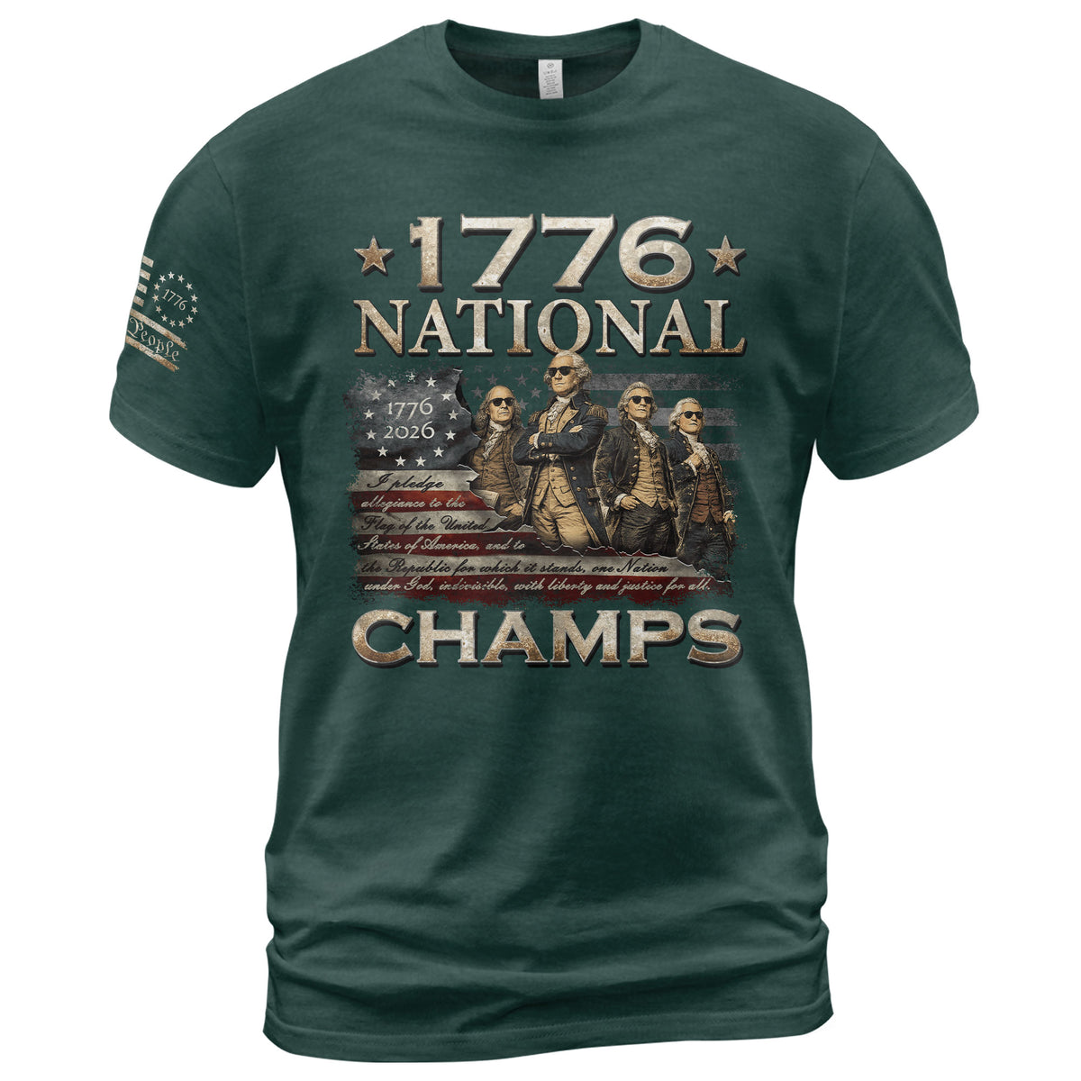 1776 National Champs T-Shirt Patriotic US Founding Fathers Fourth of July Graphic Tee - Rust Field Wear