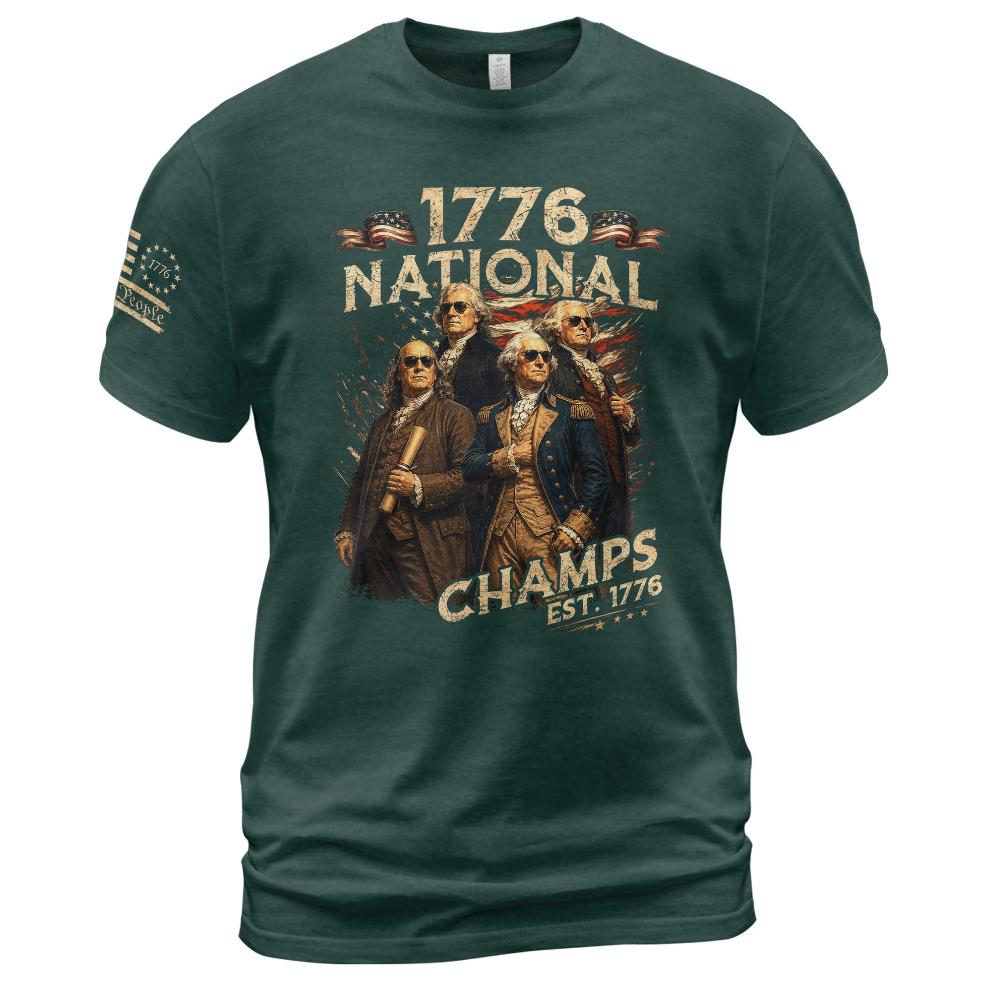 1776 National Champs T-Shirt Patriotic Founding Fathers 4th of July Vintage Graphic Tee - Rust Field Wear