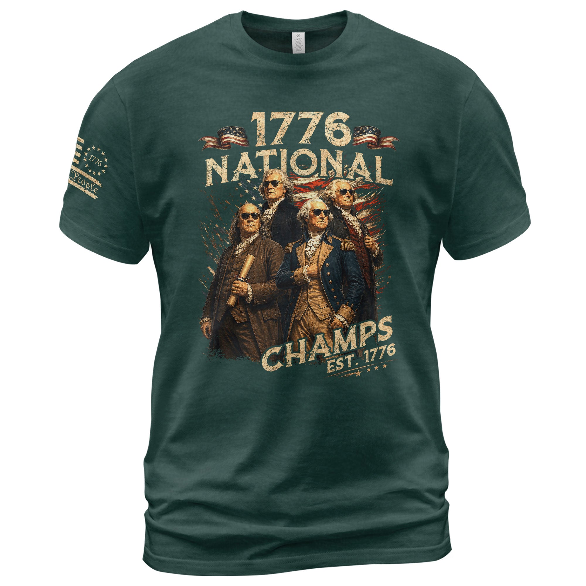 1776 National Champs T-Shirt Patriotic Founding Fathers 4th of July Vintage Graphic Tee - Rust Field Wear