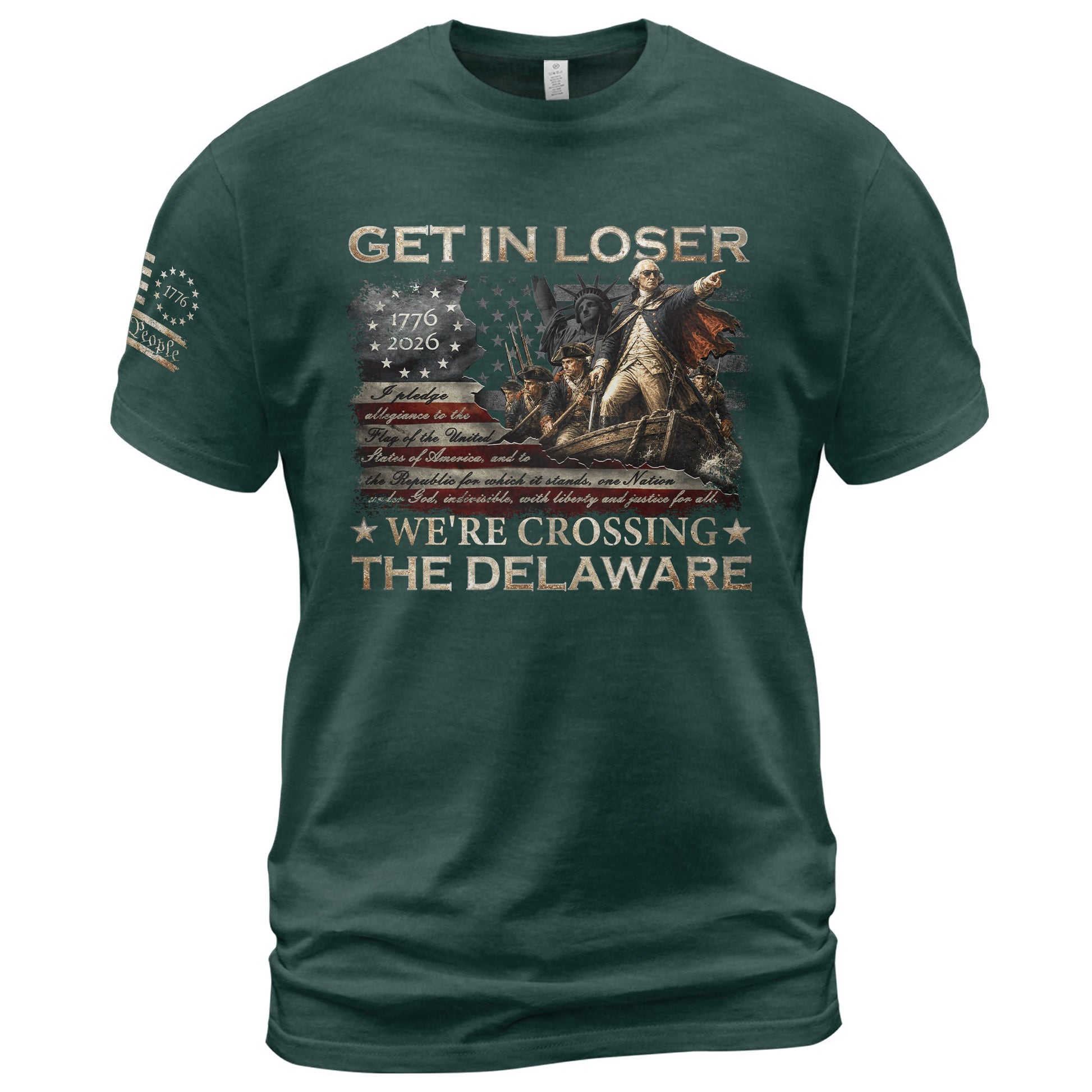 The Delaware Crossing Patriotic Tee - Historic 1776-2026 Commemorative Cotton Apparel - Rust Field Wear