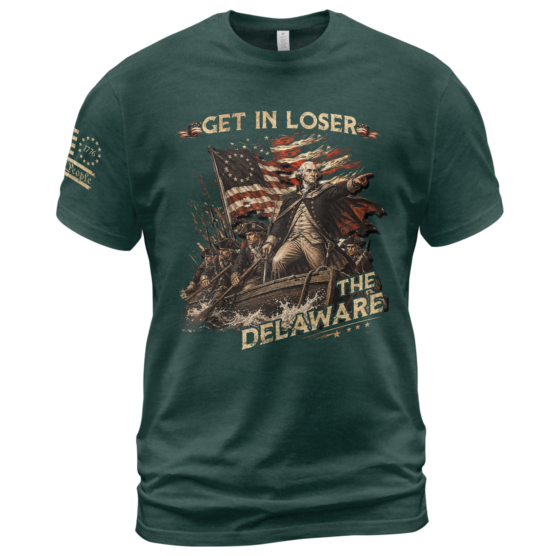 The Delaware Crossing Graphic Tee - Vintage Patriotic George Washington Cotton Shirt - Rust Field Wear