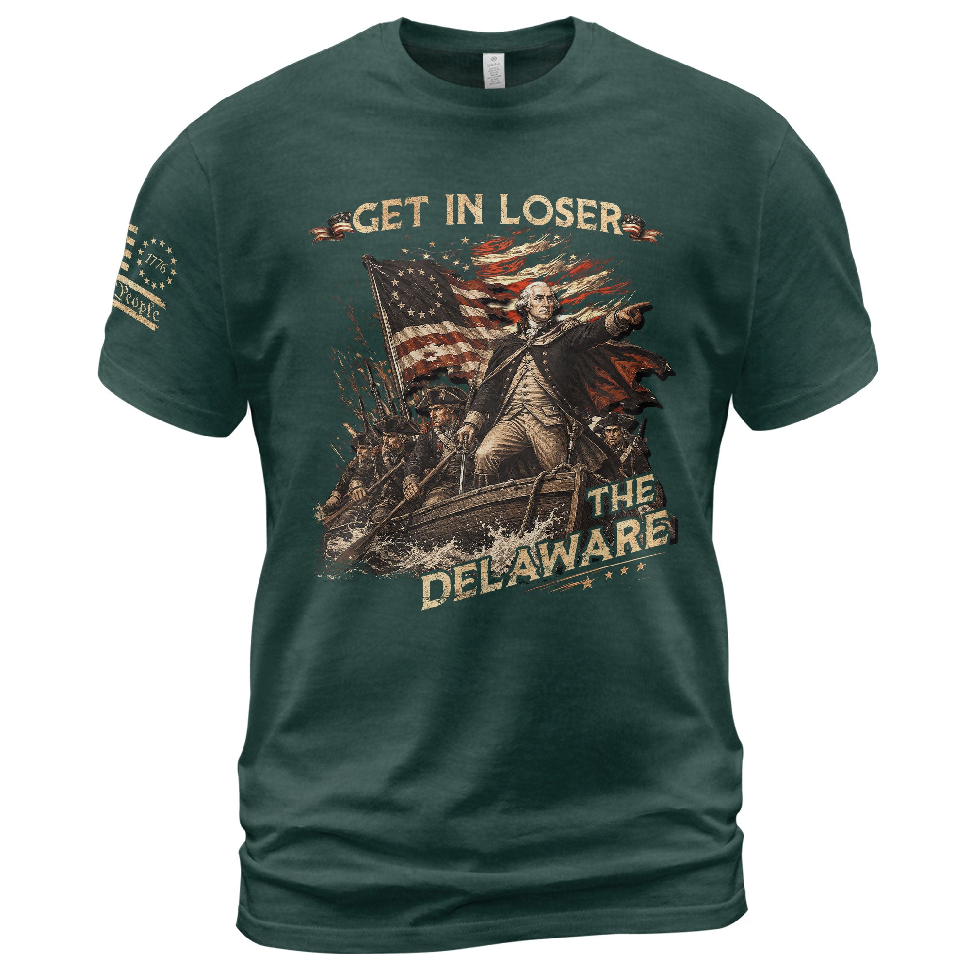 The Delaware Crossing Graphic Tee - Vintage Patriotic George Washington Cotton Shirt - Rust Field Wear