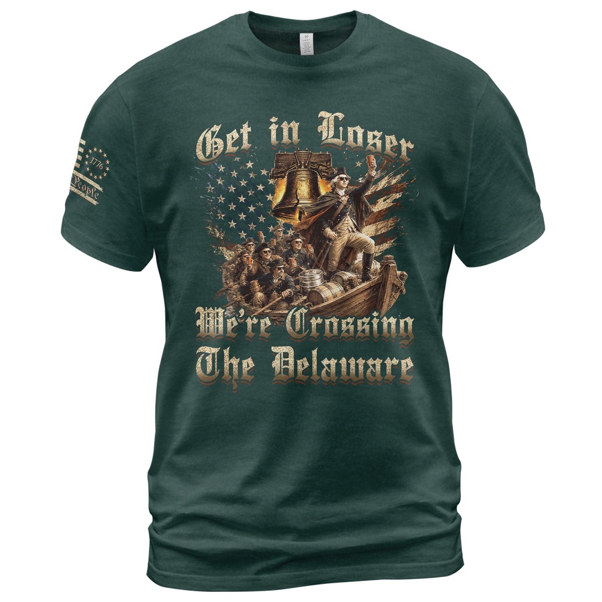 The Delaware Is Calling Graphic Tee - Funny Patriotic Historical George Washington Cotton Shirt - Rust Field Wear